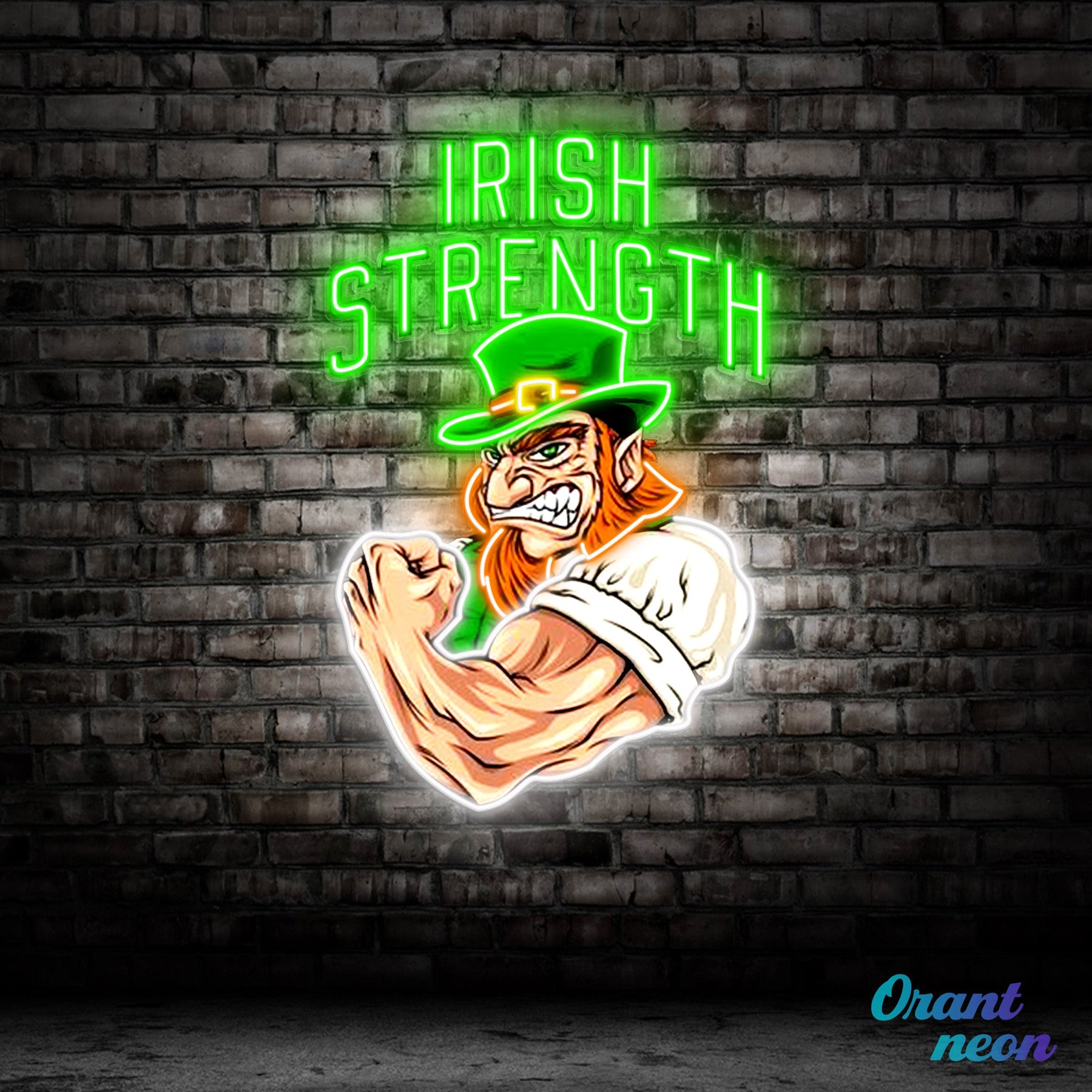 Patrick's Day Irish Goblin With Muscle Led Neon Acrylic Artwork