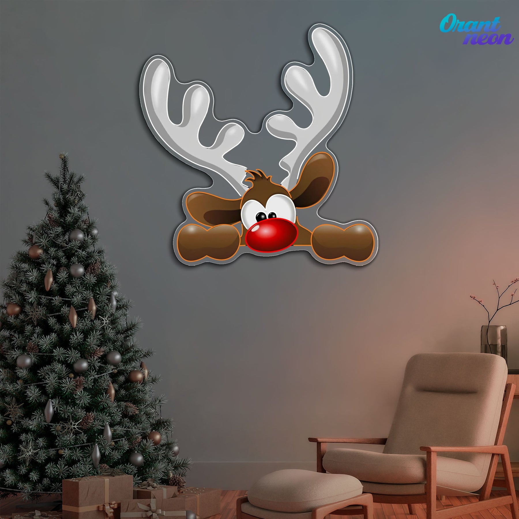 Dashing Through the Snow: Adorable Reindeer Neon Sign Light Artwork