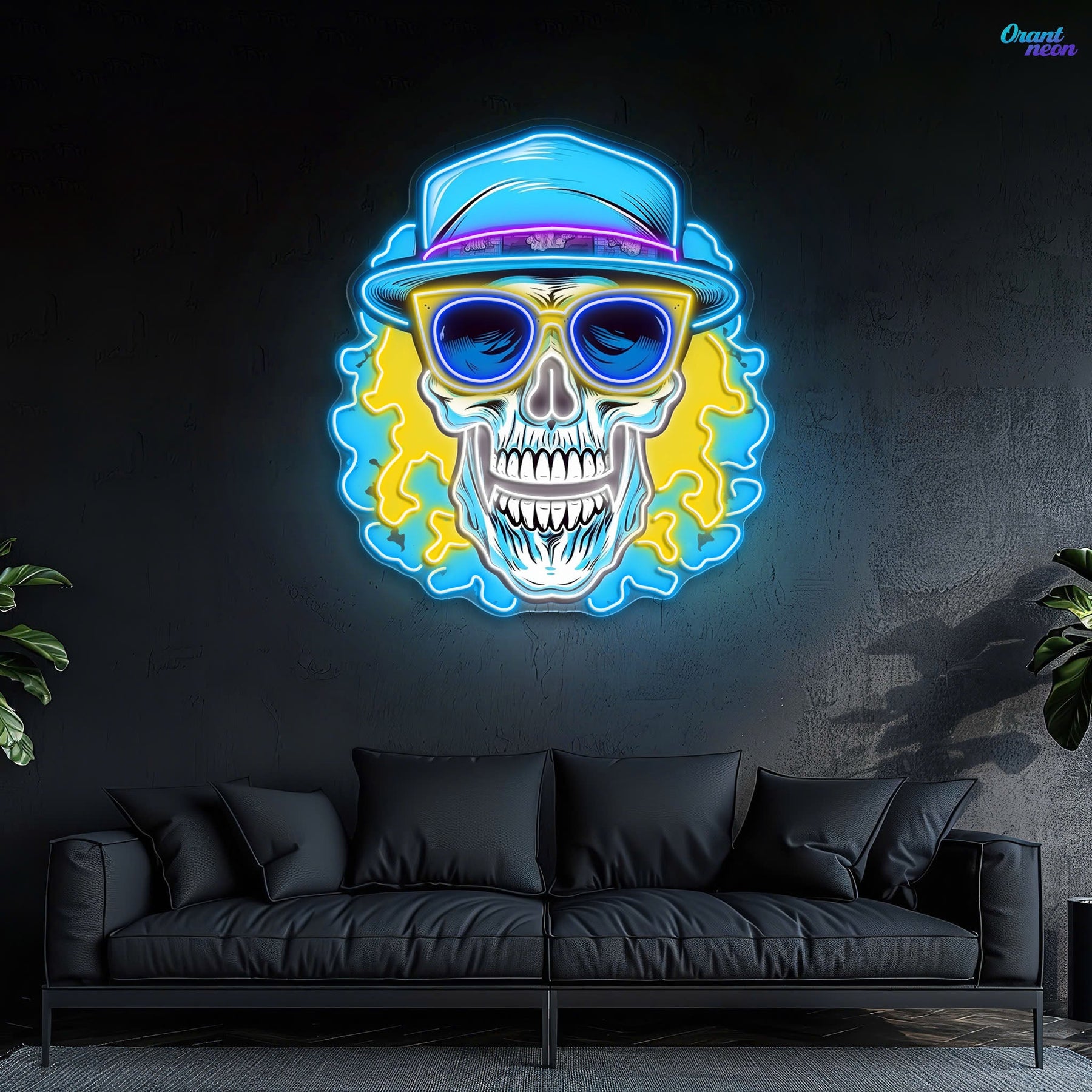Death's Vacation: Skulls in Paradise Neon Sign Light Artwork