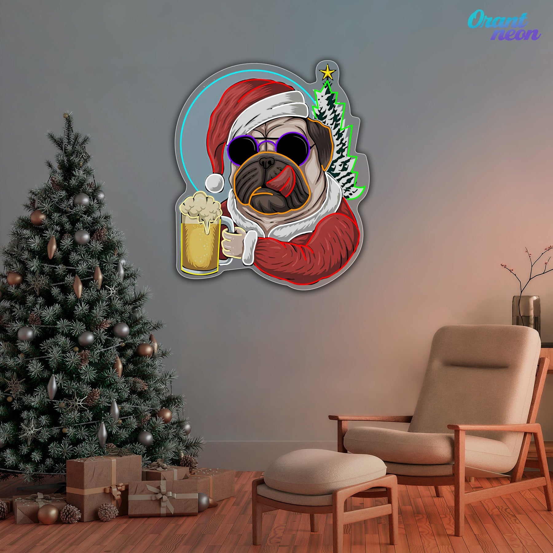Santa Pug’s Brew Neon Sign Light Artwork