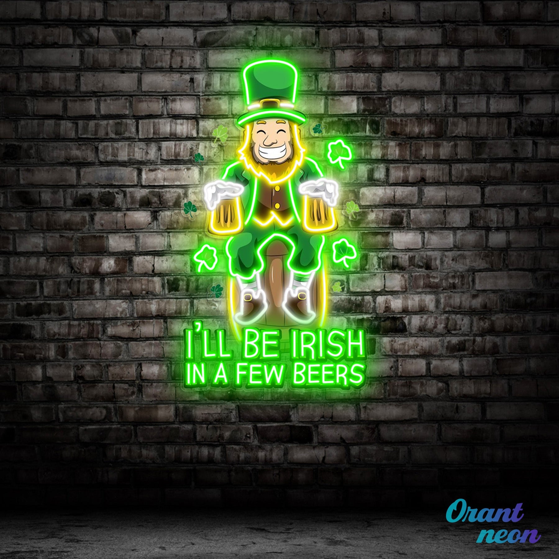 Patrick's Day Irish Goblin Drinking Beer Led Neon Acrylic Artwork