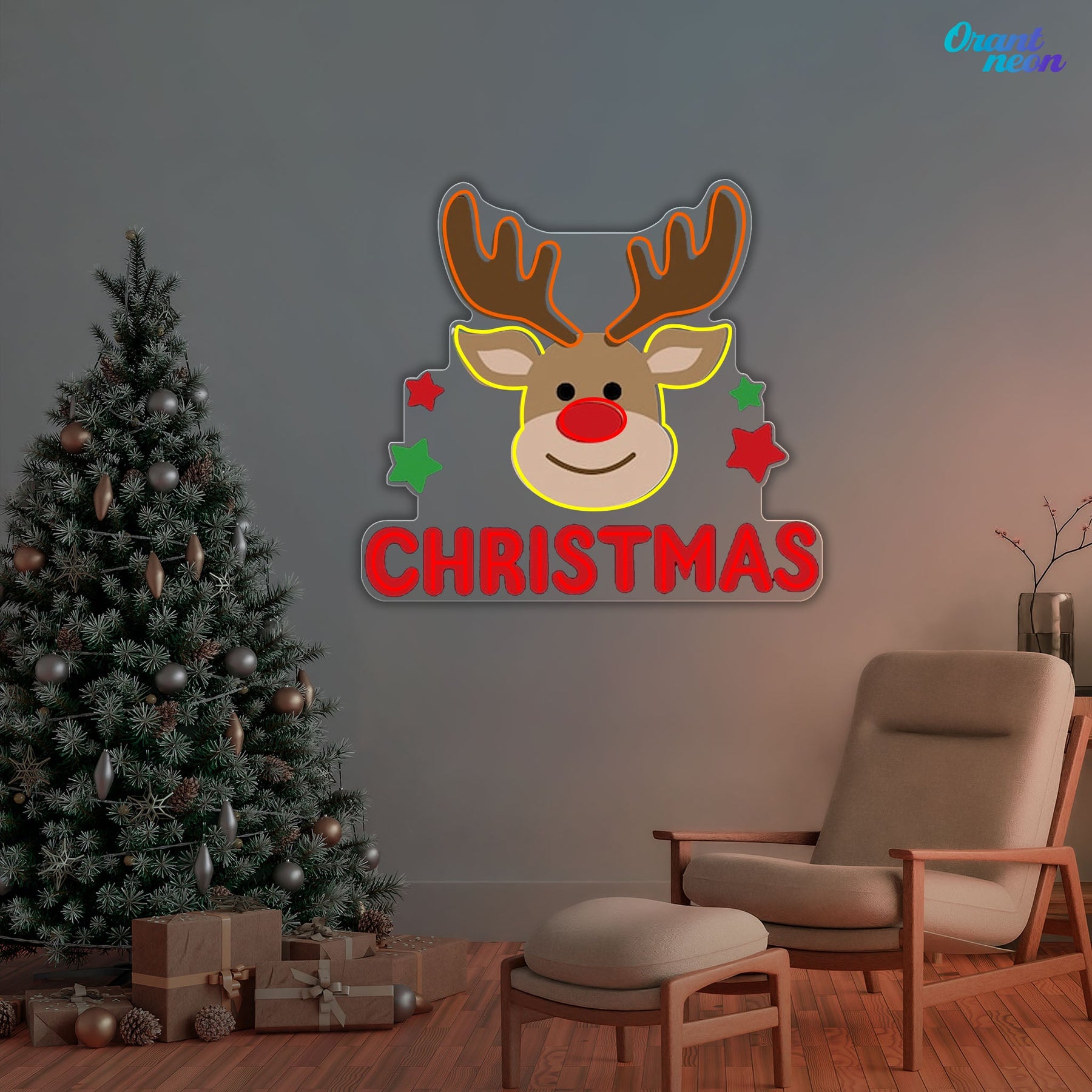 Christmas Reindeer Eve Neon Sign Light Artwork
