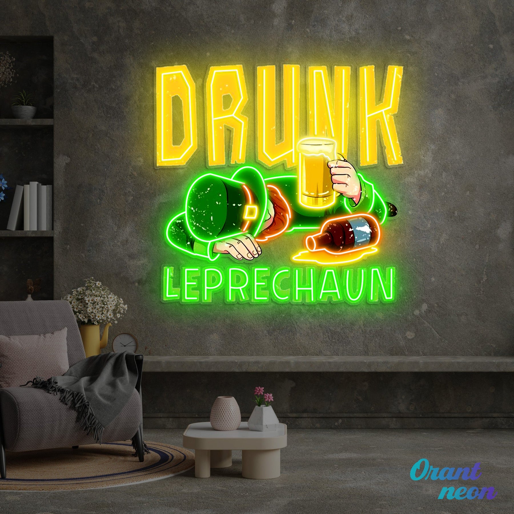 Patrick's Day Fainted Drunken Goblin Led Neon Acrylic Artwork