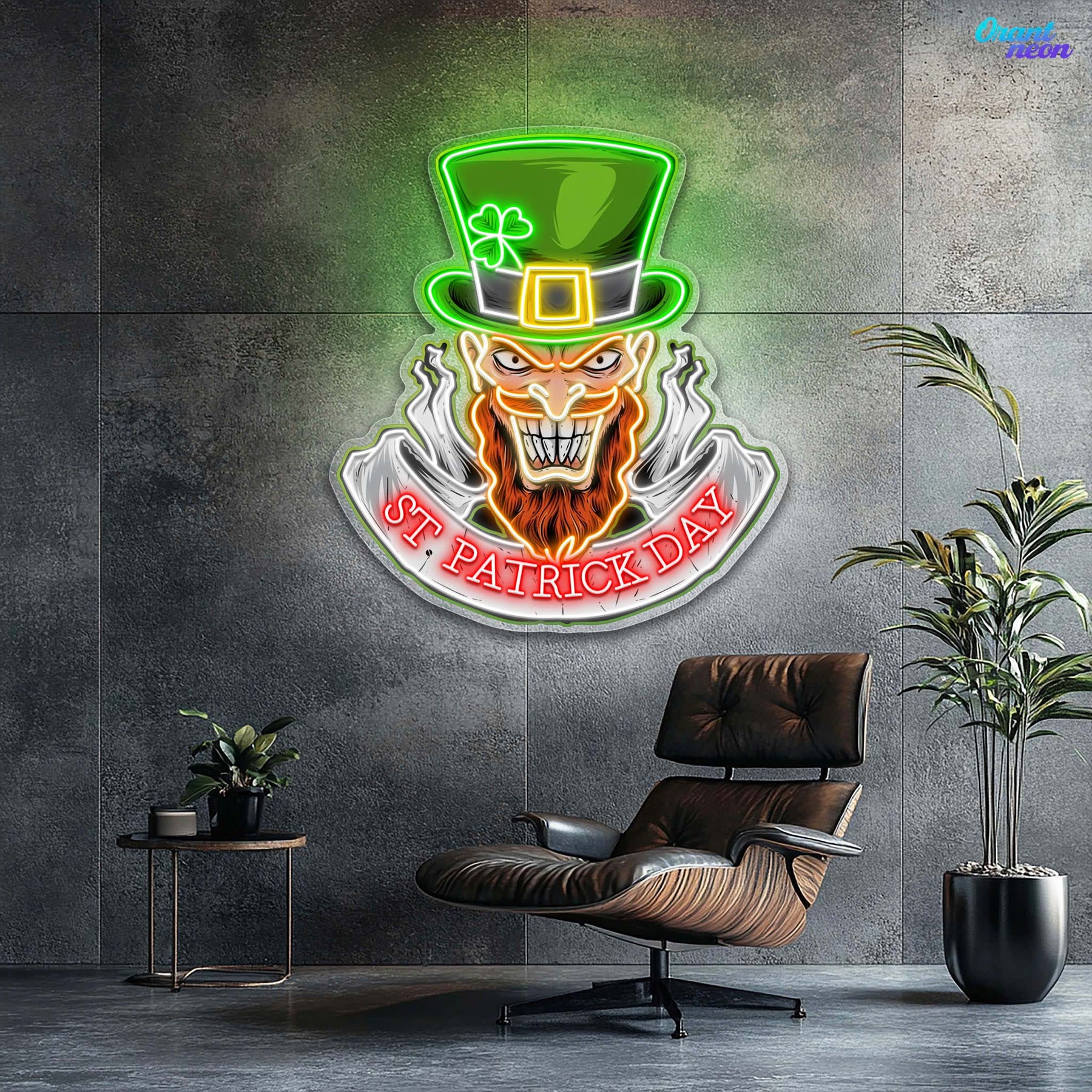 St. Patrick’s Neon Skull: Luck, Shamrocks, and Spirit Neon Sign Light Art Work