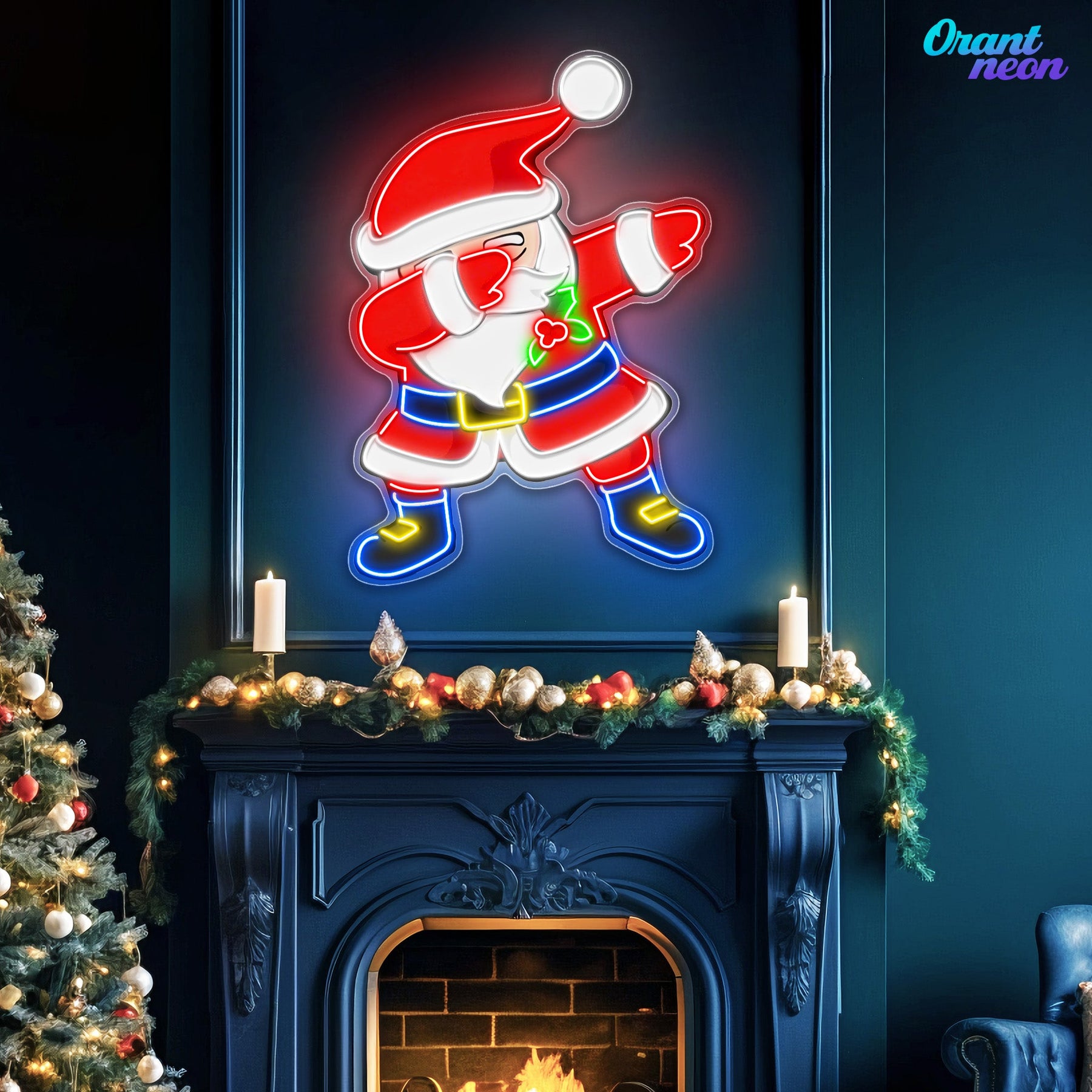 Dabbin' Santa Style Neon Sign Light Artwork