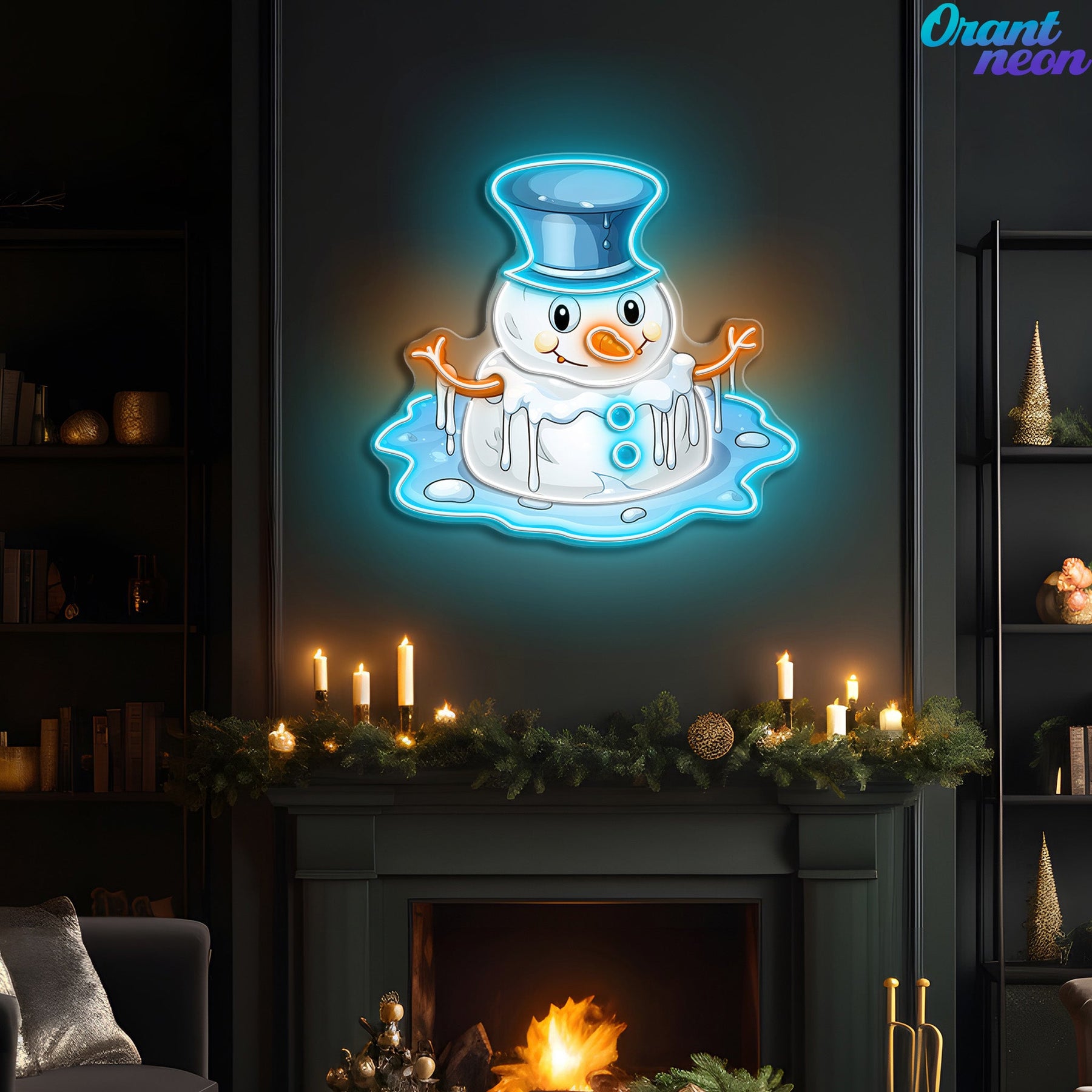 Neon Snowman Magic: Winter's Warmest Light Neon Sign Light Artwork