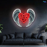 Winged Roses, Heartfelt Love Best Gift for Valentine Neon Sign Artwork