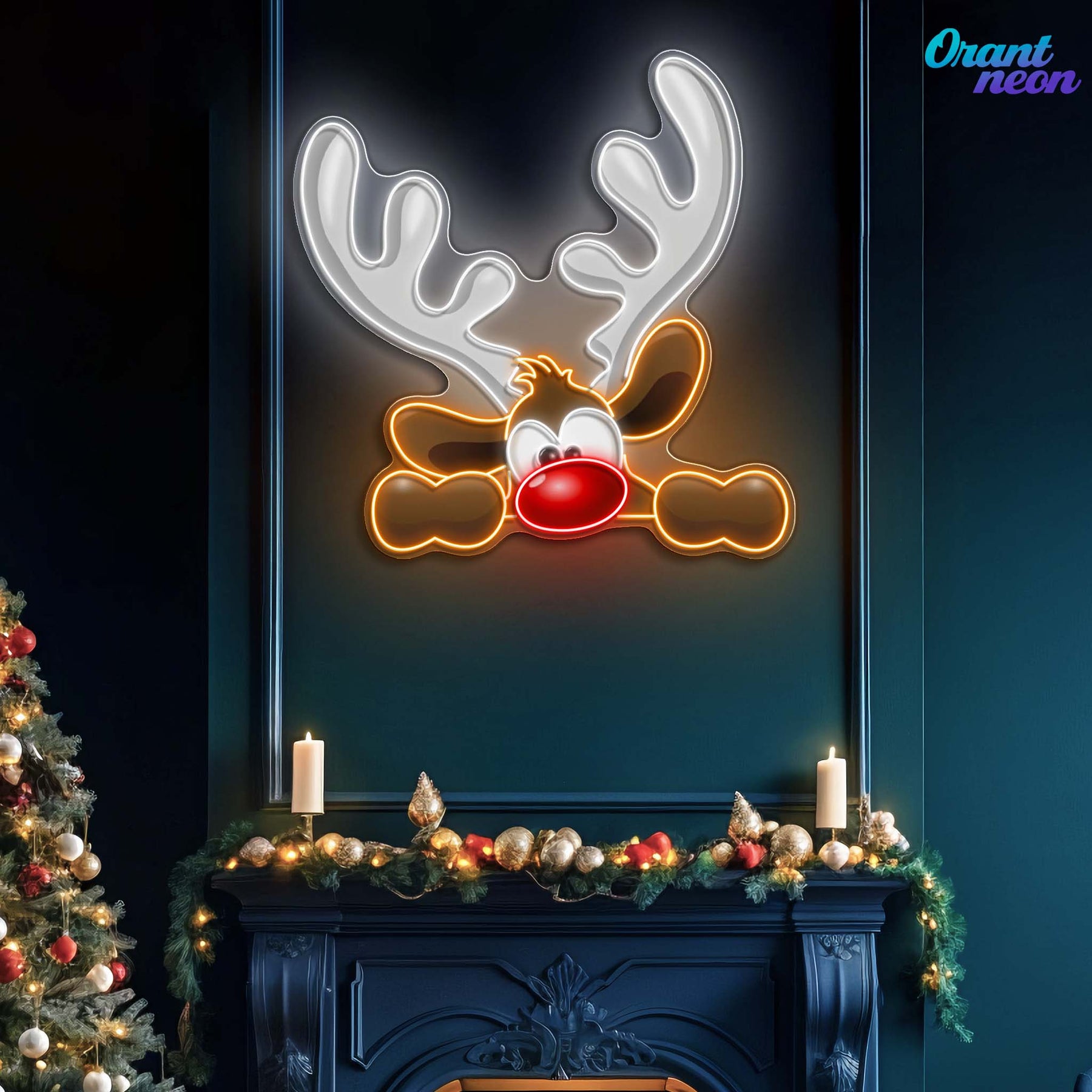 Dashing Through the Snow: Adorable Reindeer Neon Sign Light Artwork