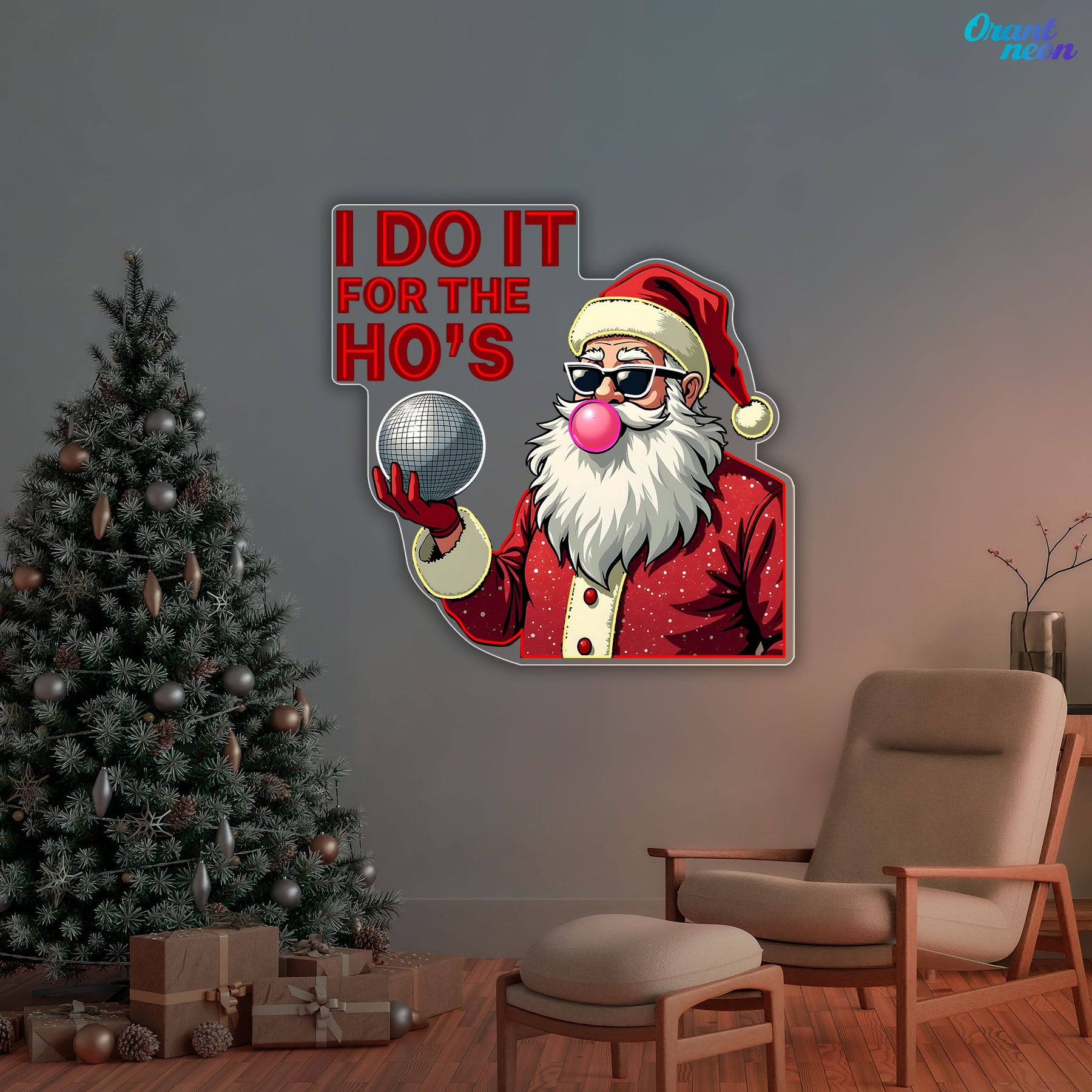 Santa Claus Chewing Gum Christmas Decoration Neon Sign Light Artwork