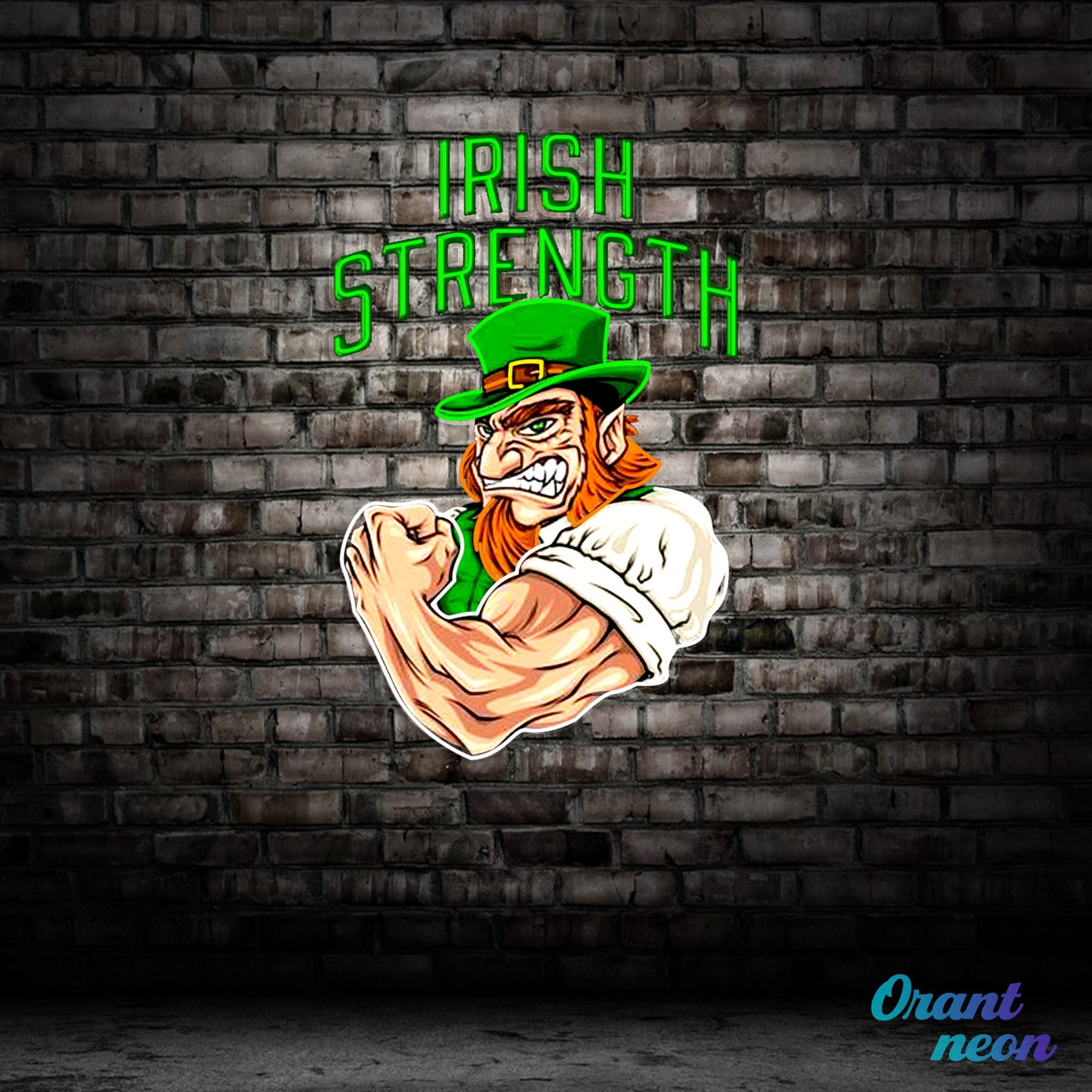 Patrick's Day Irish Goblin With Muscle Led Neon Acrylic Artwork