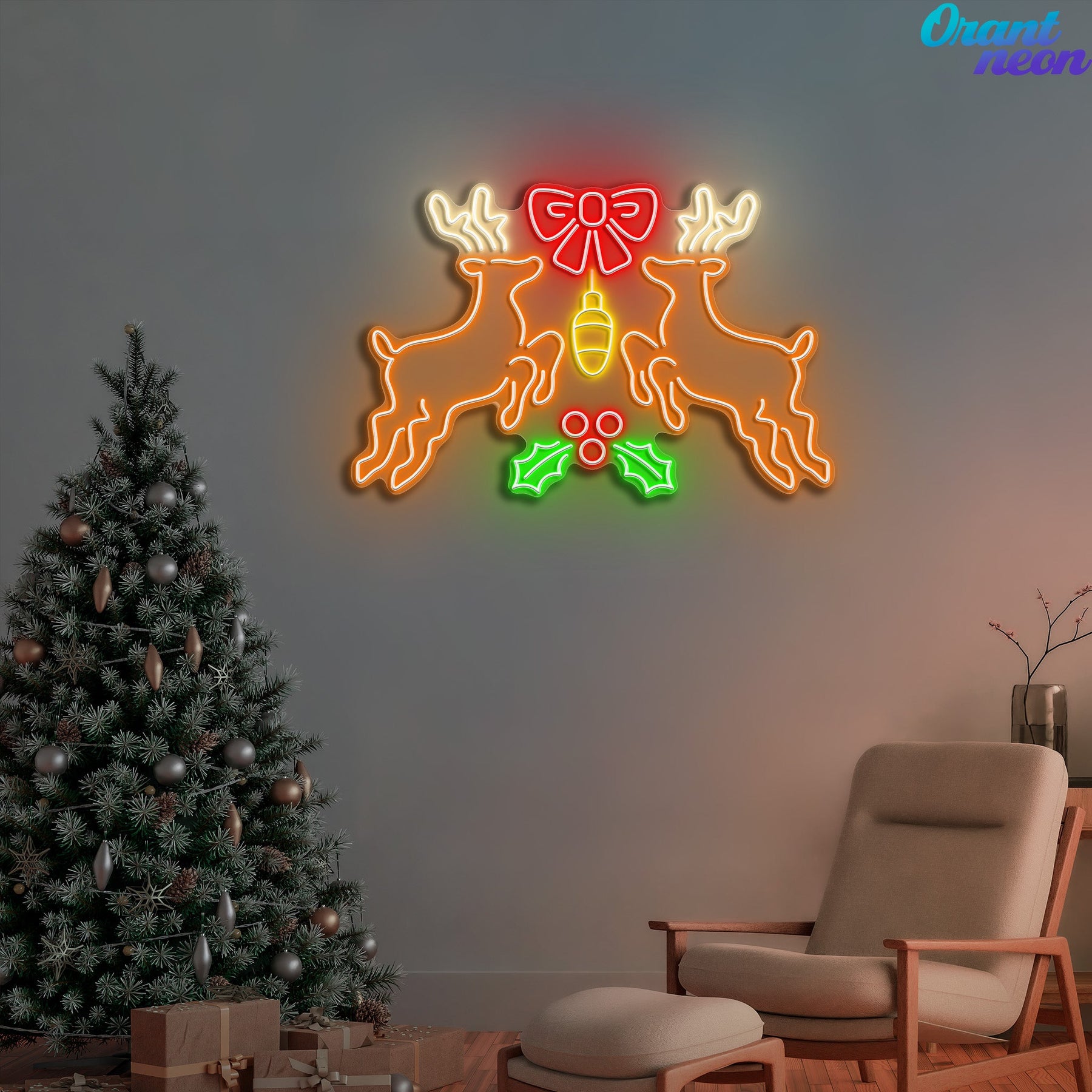 Bright Lights, Reindeer Nights: Neon Christmas Cheer Neon Sign Light Artwork