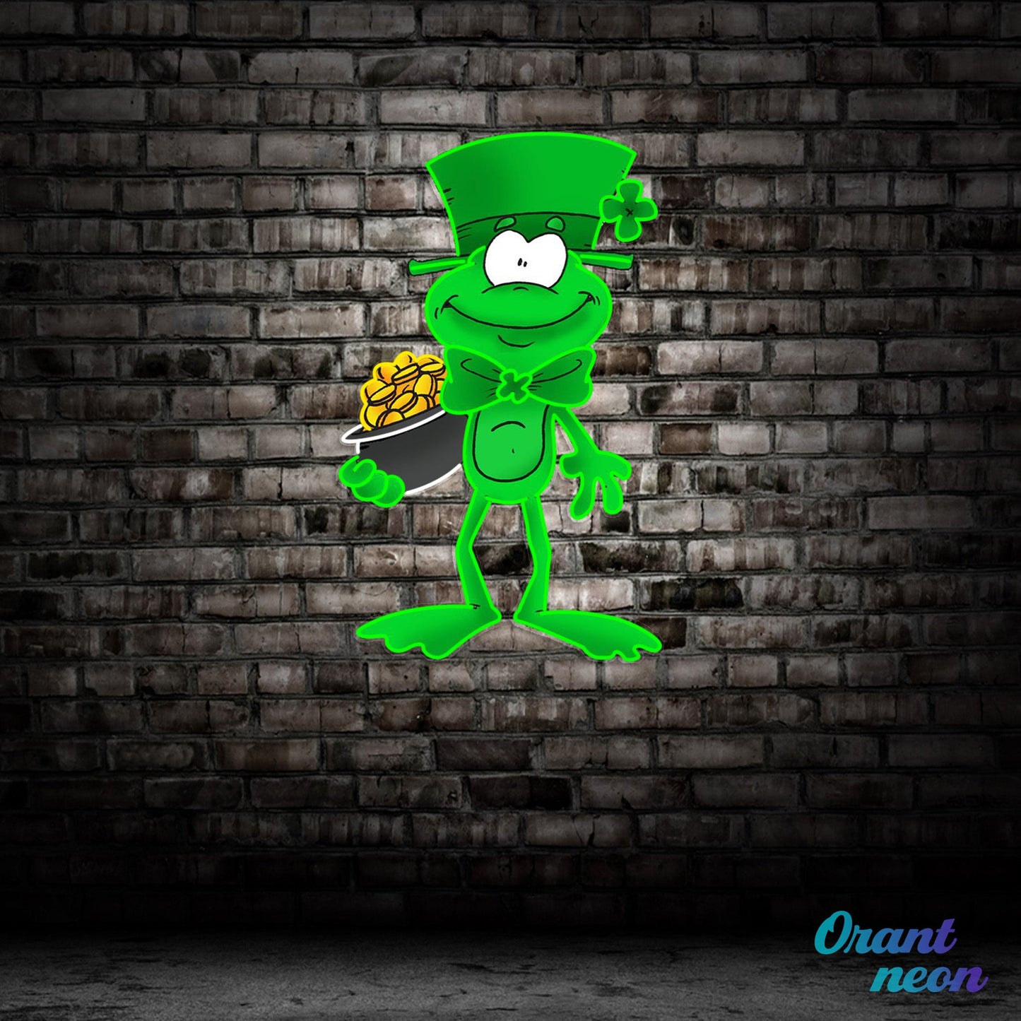 Patrick's Day Holding Money And Wearing Hat Led Neon Acrylic Artwork