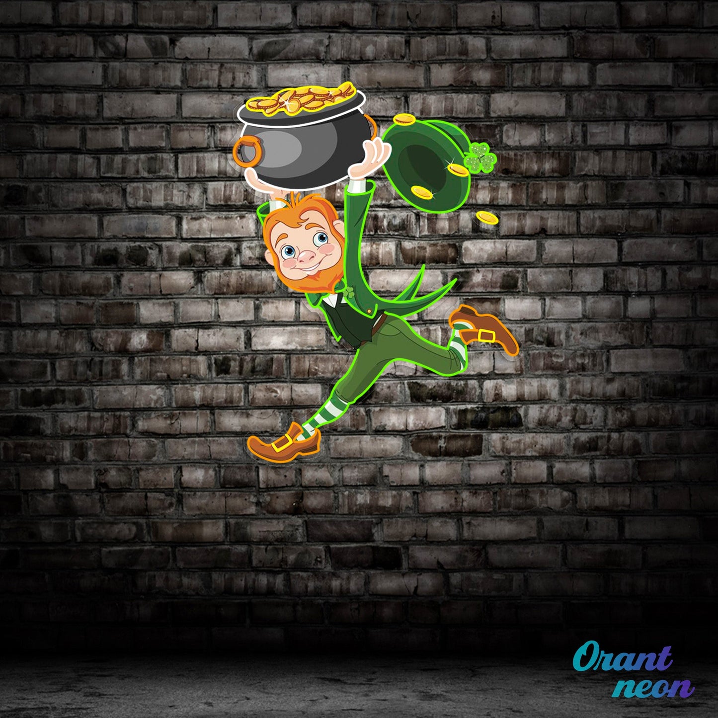 Patrick's Day Goblin Running With Money Valley Led Neon Acrylic Artwork