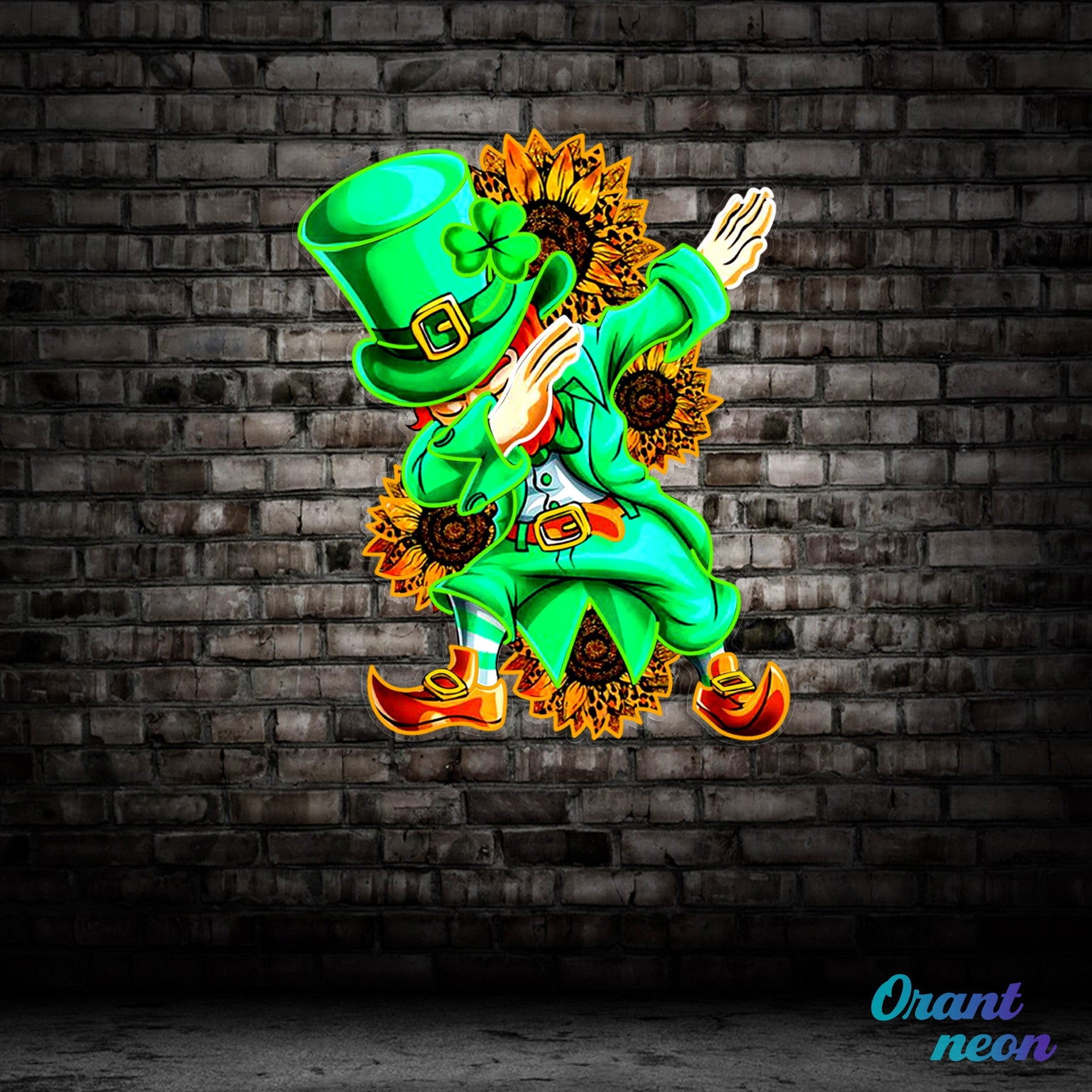 Patrick's Day Goblin A Dap with Sunflowers Led Neon Acrylic Artwork