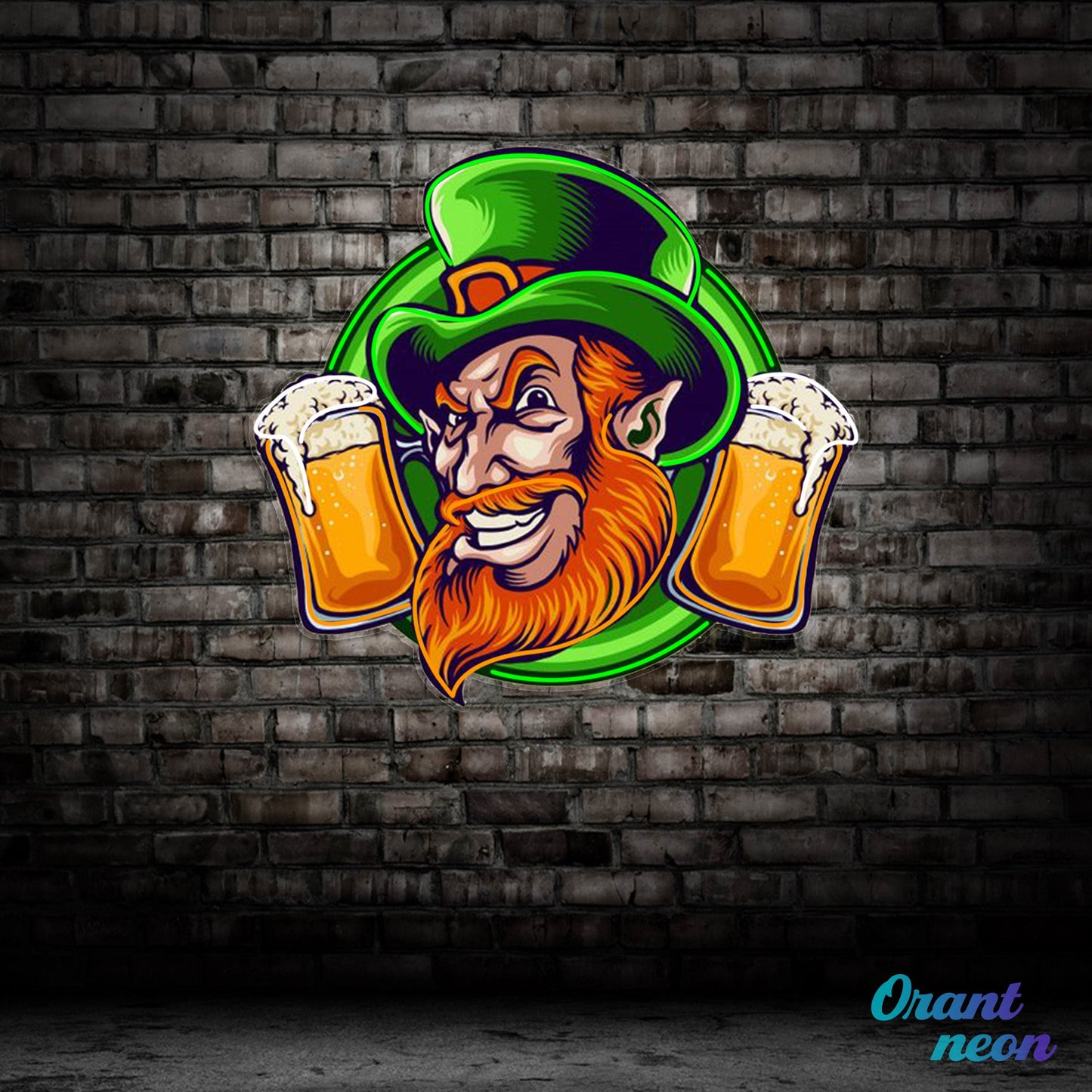 Patrick's Day Cool Goblin Smile and Beer Led Neon Acrylic Artwork