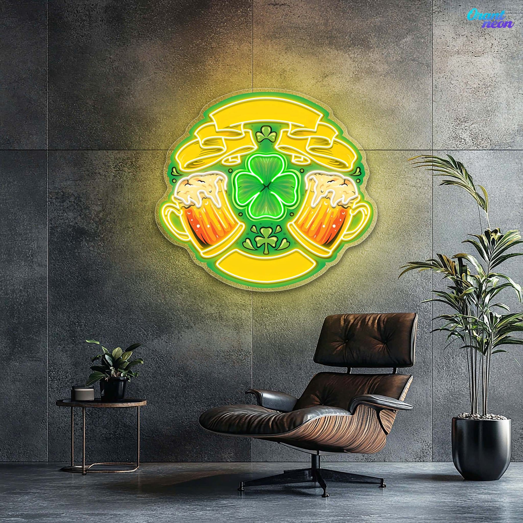 Lucky Ribbon & Shamrock Brews: St. Patrick’s Neon Sign Light Art Work