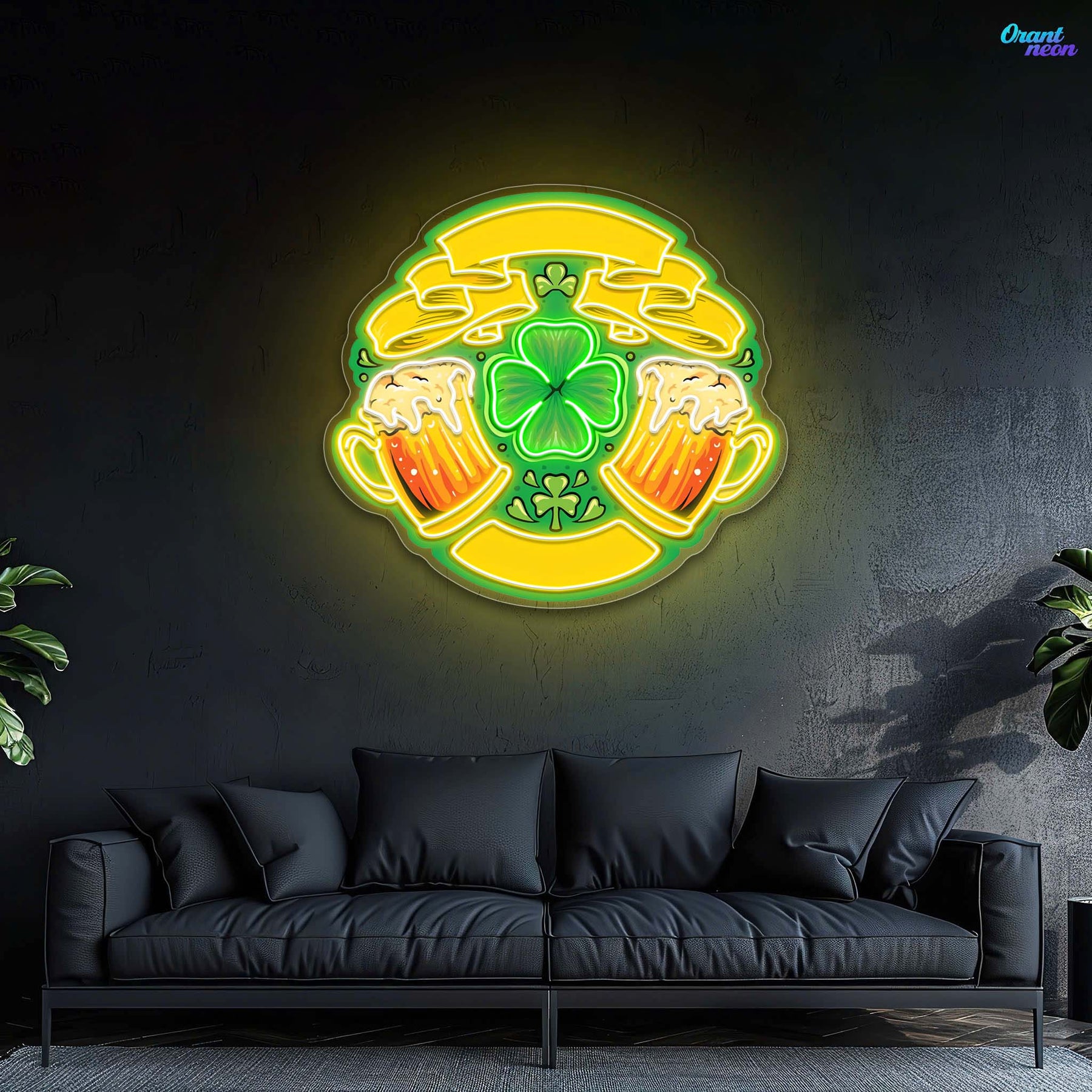 Lucky Ribbon & Shamrock Brews: St. Patrick’s Neon Sign Light Art Work