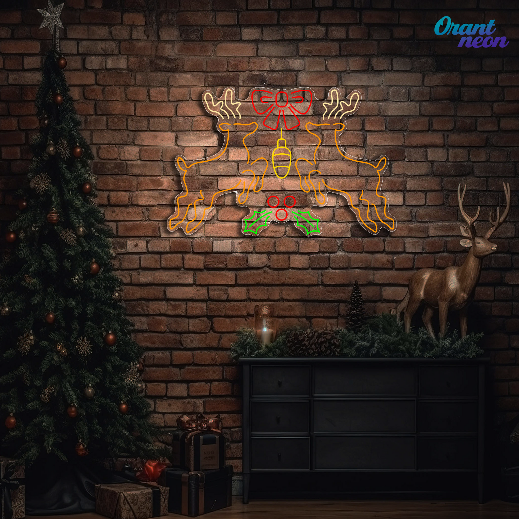 Bright Lights, Reindeer Nights: Neon Christmas Cheer Neon Sign Light Artwork