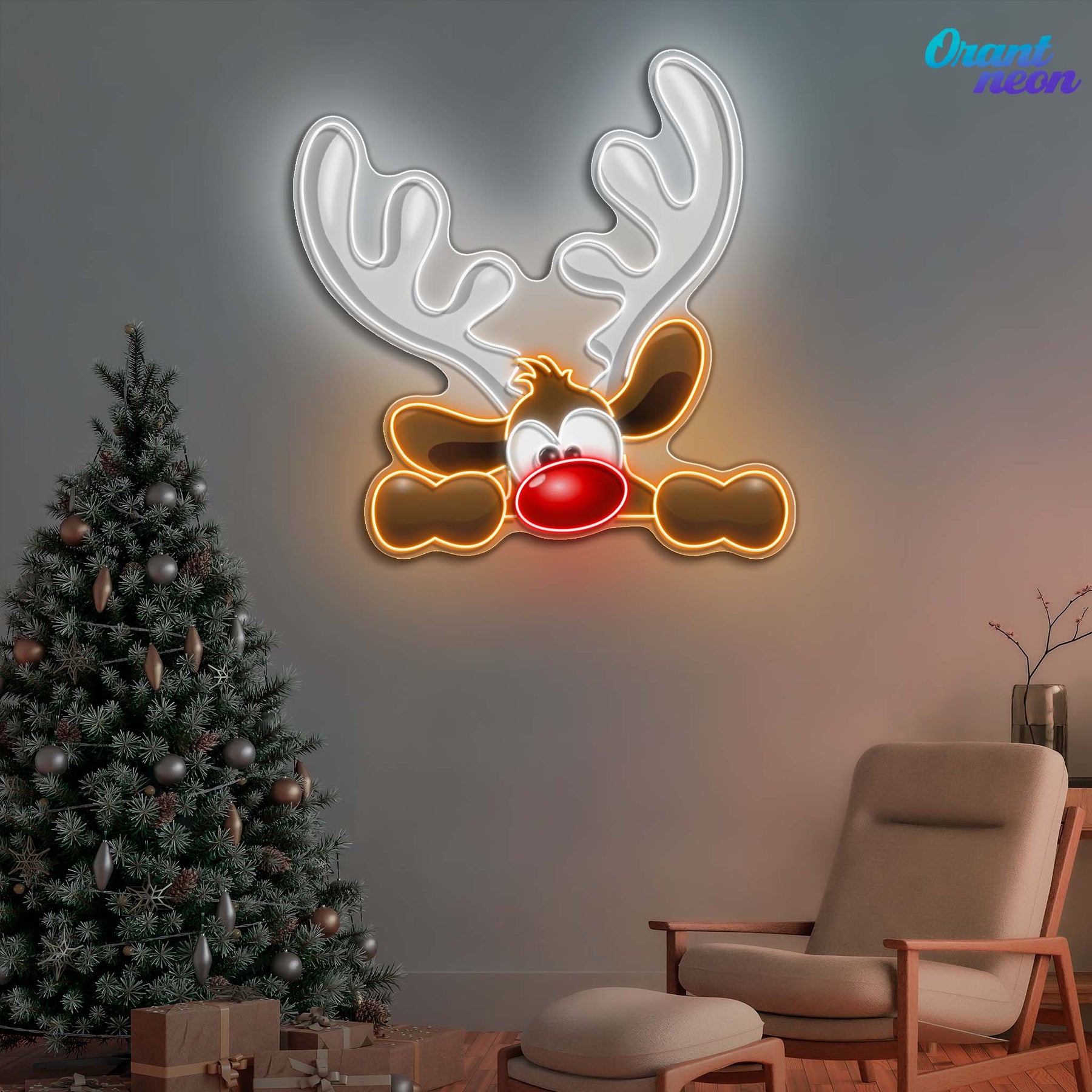 Dashing Through the Snow: Adorable Reindeer Neon Sign Light Artwork