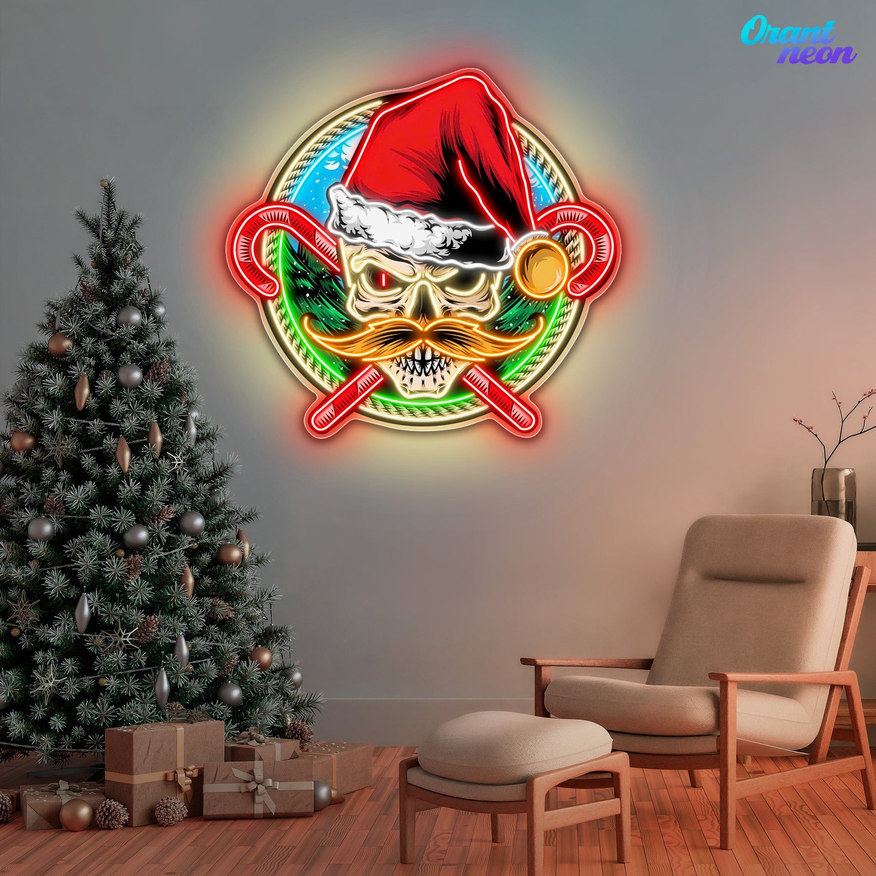 Frosty & Fearless: The Cool Santa Neon Sign Light Artwork