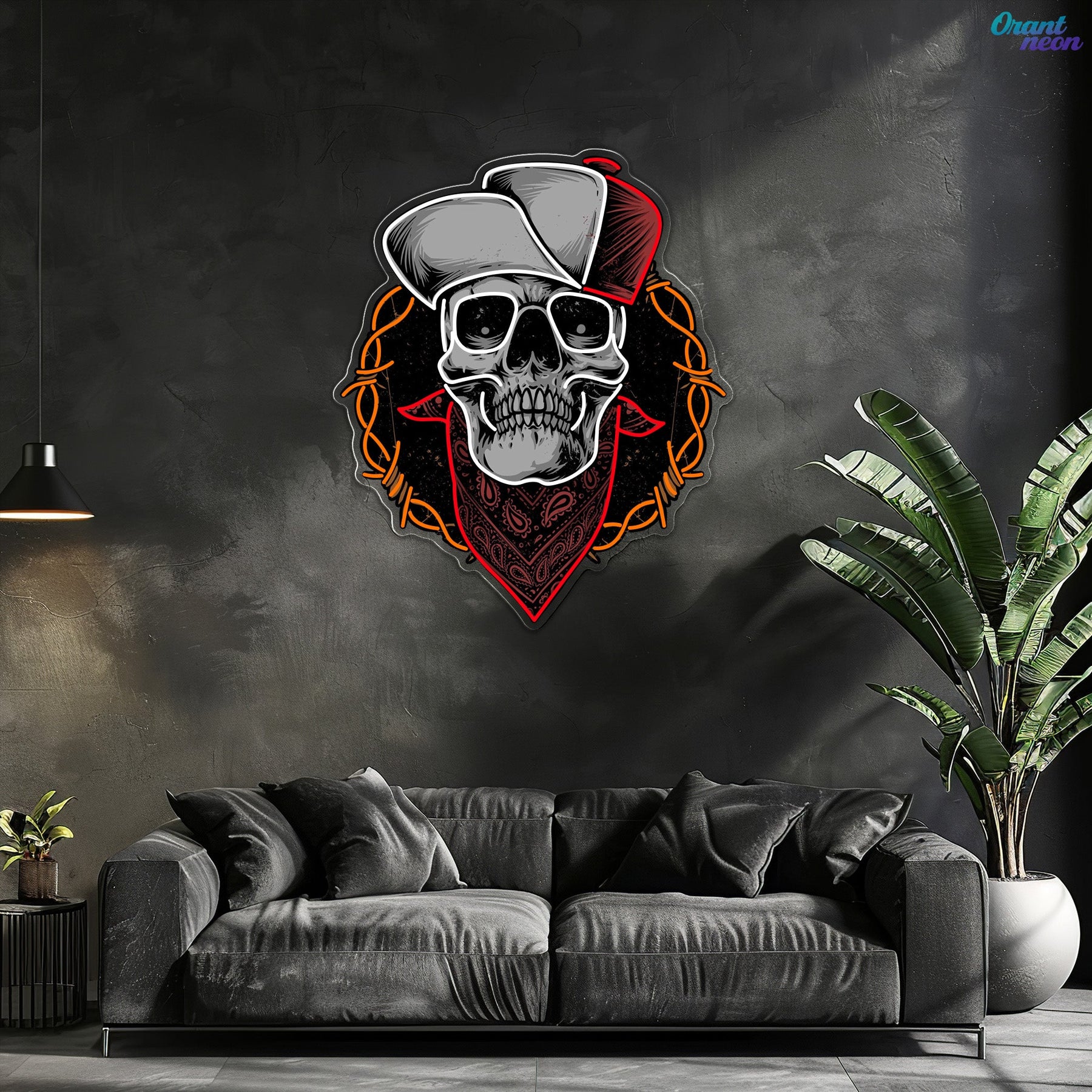 Head of the Dead: Neon Skull with Hat Neon Sign Light Artwork