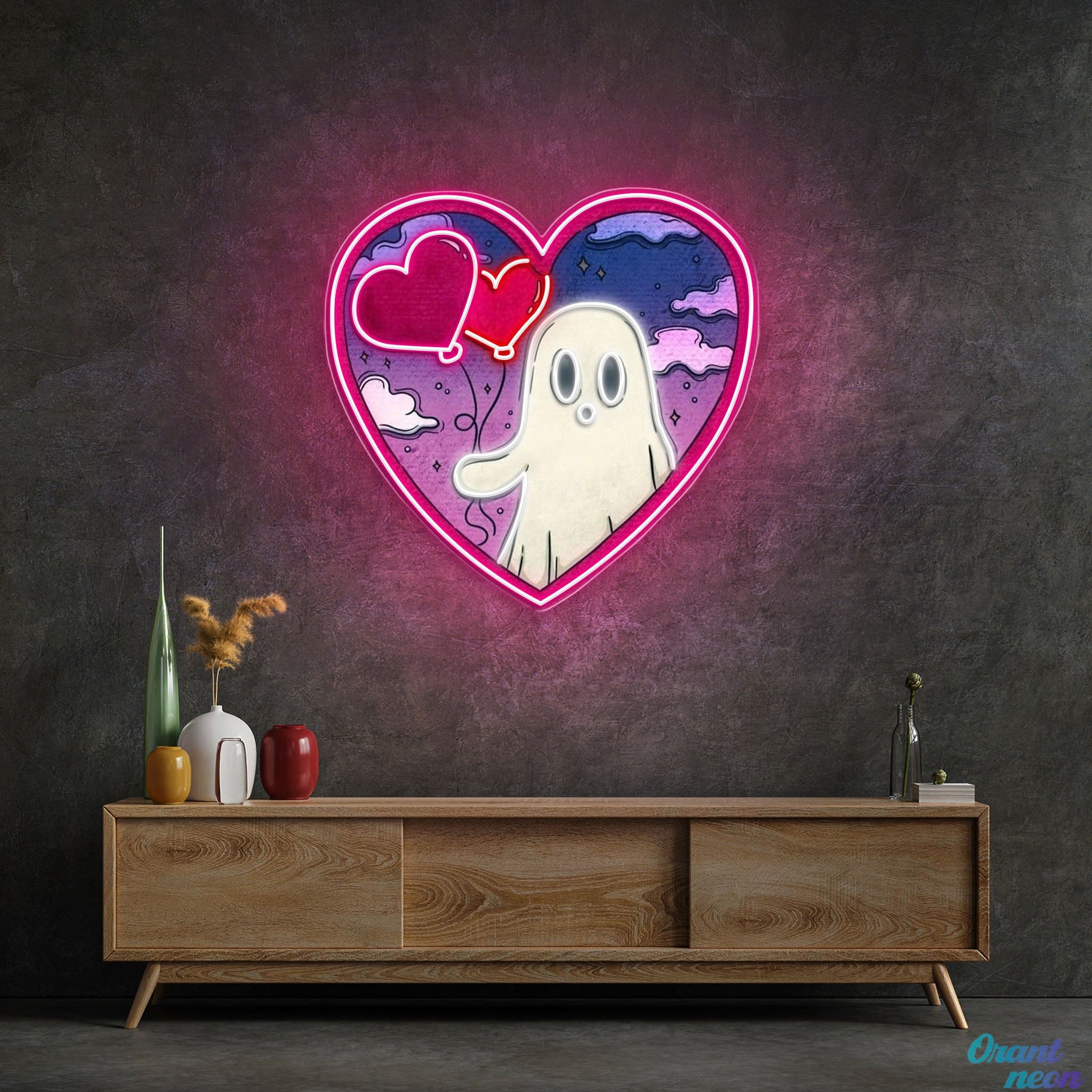 Ghostly Love Bubbles: A Valentine Glow Best Gift For Valentine Neon Sight Light Artwork