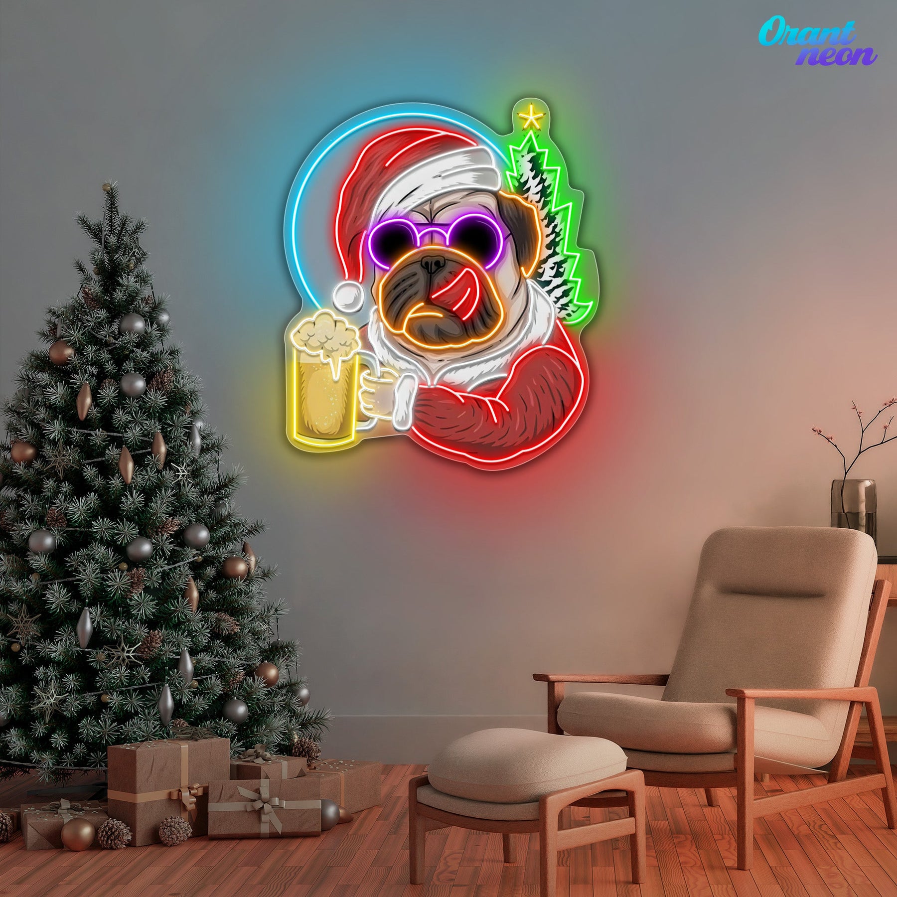 Santa Pug’s Brew Neon Sign Light Artwork