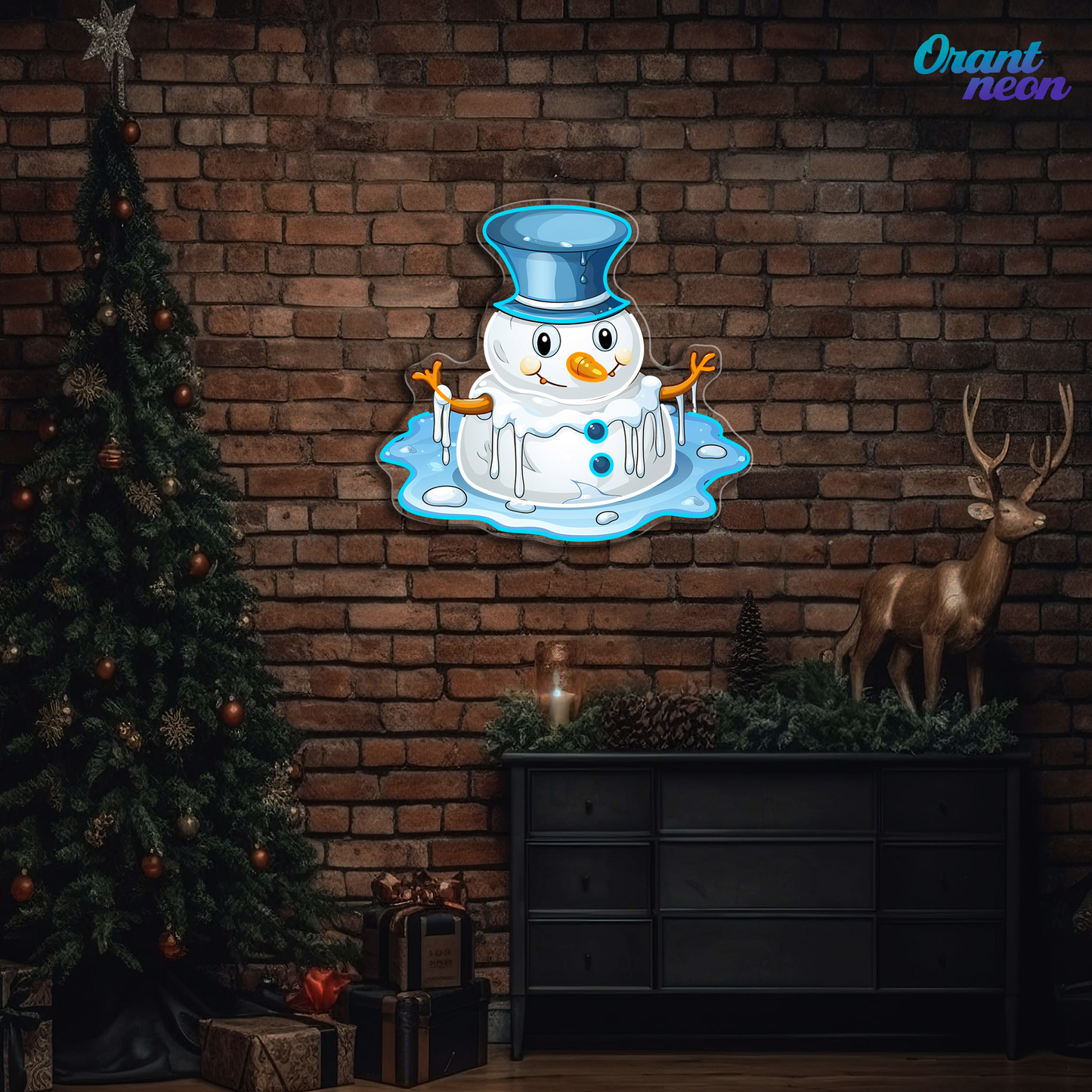 Neon Snowman Magic: Winter's Warmest Light Neon Sign Light Artwork