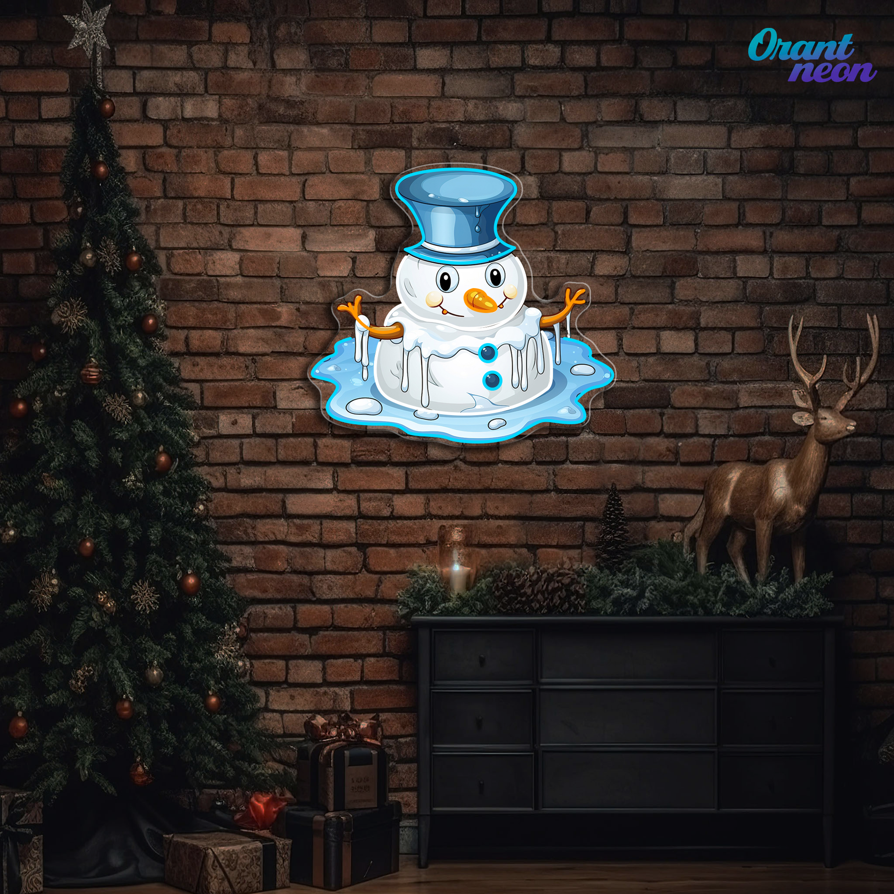 Neon Snowman Magic: Winter's Warmest Light Neon Sign Light Artwork