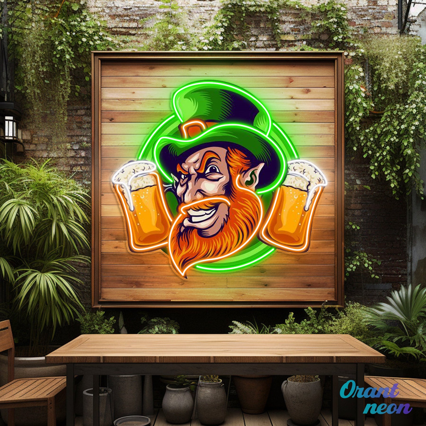 Patrick's Day Cool Goblin Smile and Beer Led Neon Acrylic Artwork