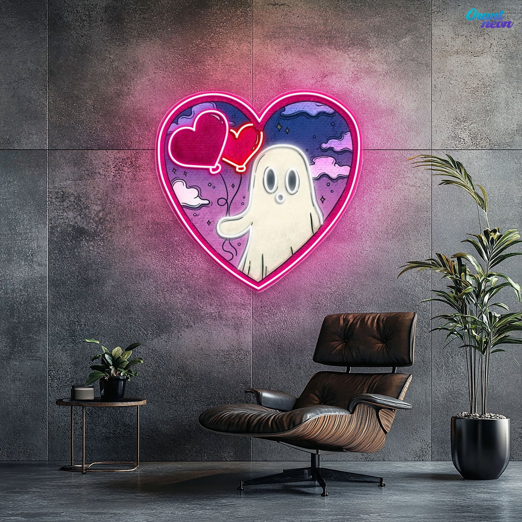 Ghostly Love Bubbles: A Valentine Glow Best Gift For Valentine Neon Sight Light Artwork