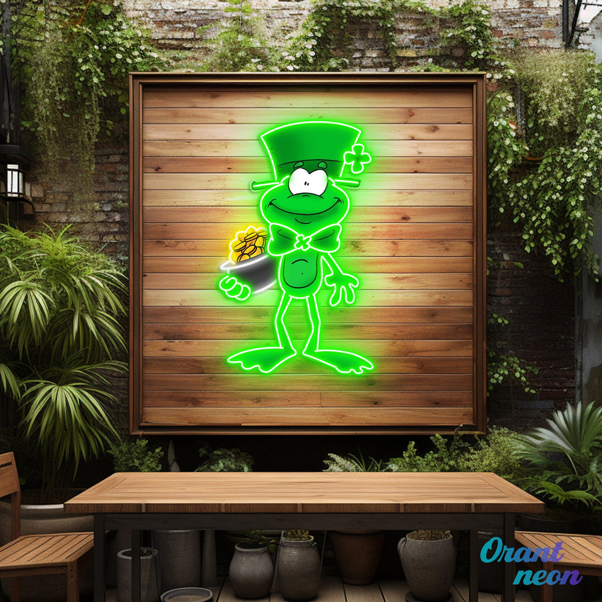 Patrick's Day Holding Money And Wearing Hat Led Neon Acrylic Artwork