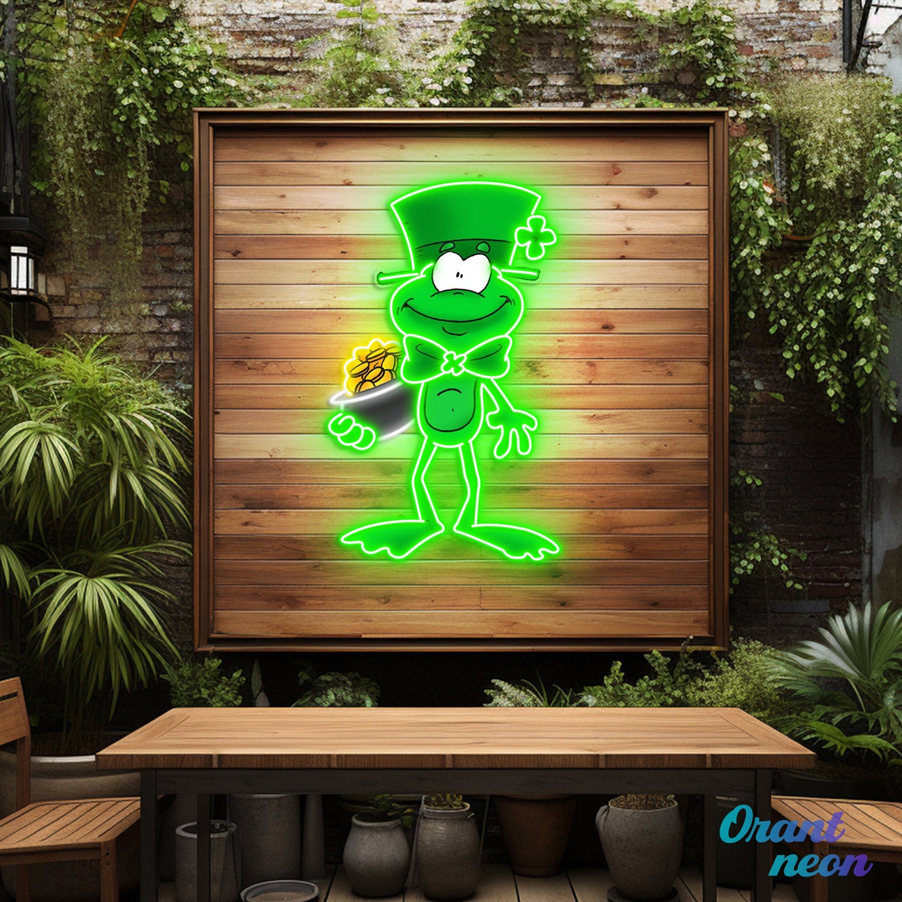 Patrick's Day Holding Money And Wearing Hat Led Neon Acrylic Artwork