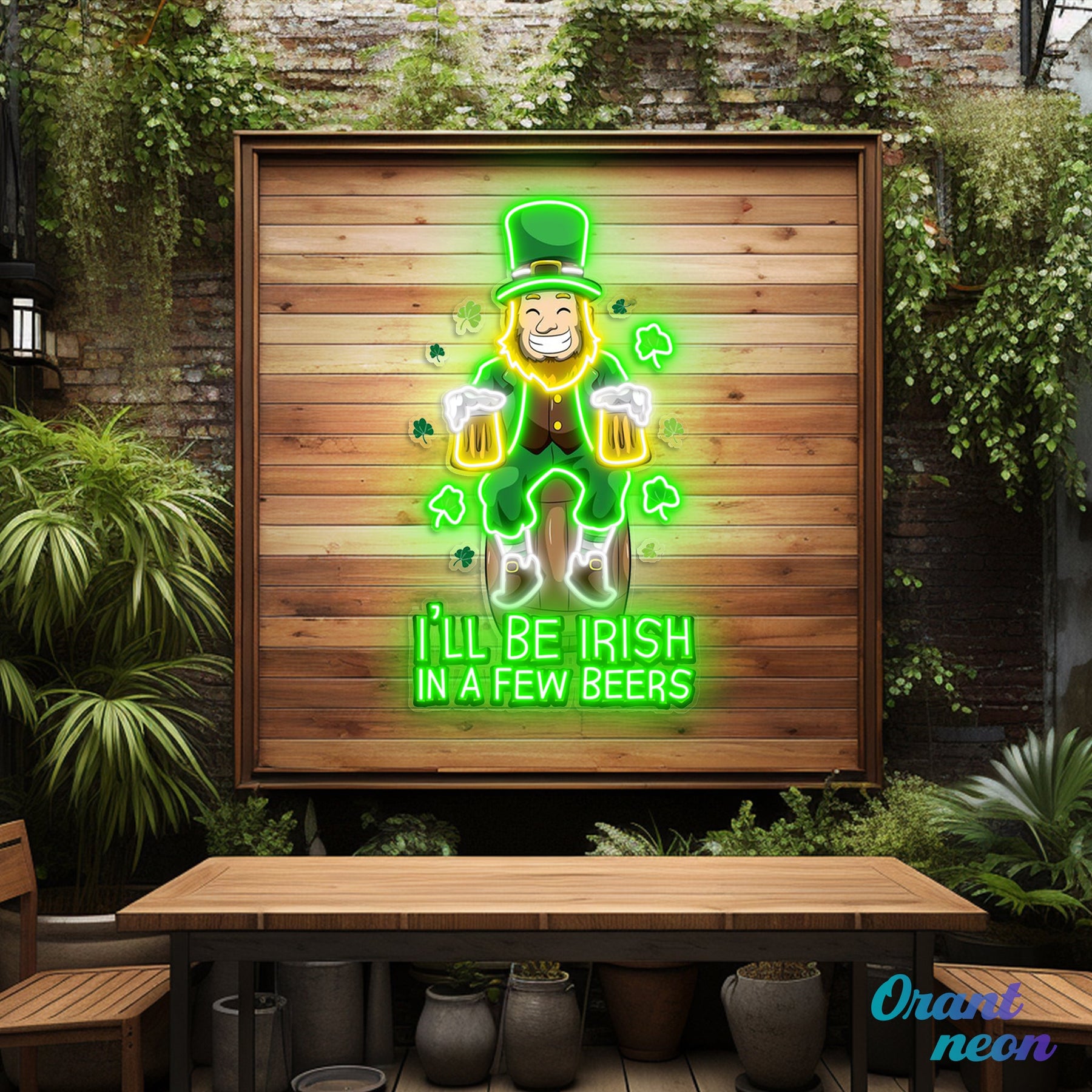 Patrick's Day Irish Goblin Drinking Beer Led Neon Acrylic Artwork