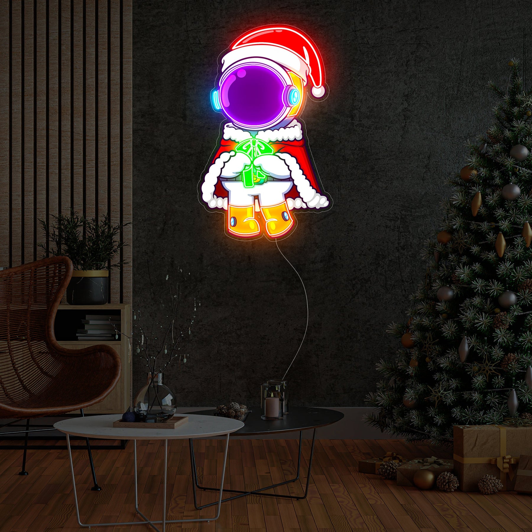 Astronaut Santa Christmas 1 Led Neon Acrylic Artwork