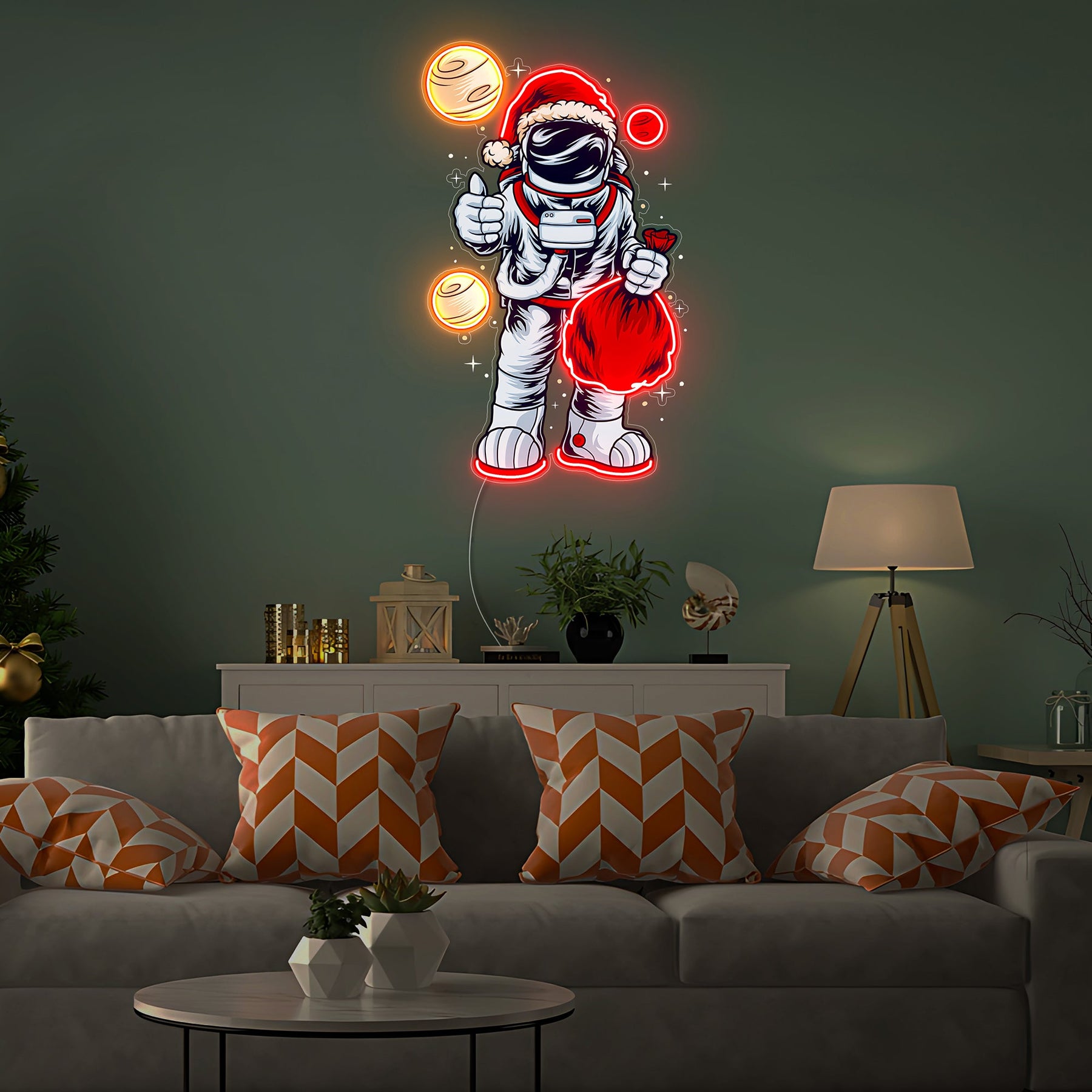 Astronaut Santa Christmas 3 Led Neon Acrylic Artwork