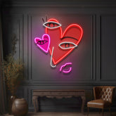 Abstract Face With Hearts LED Neon Sign Light