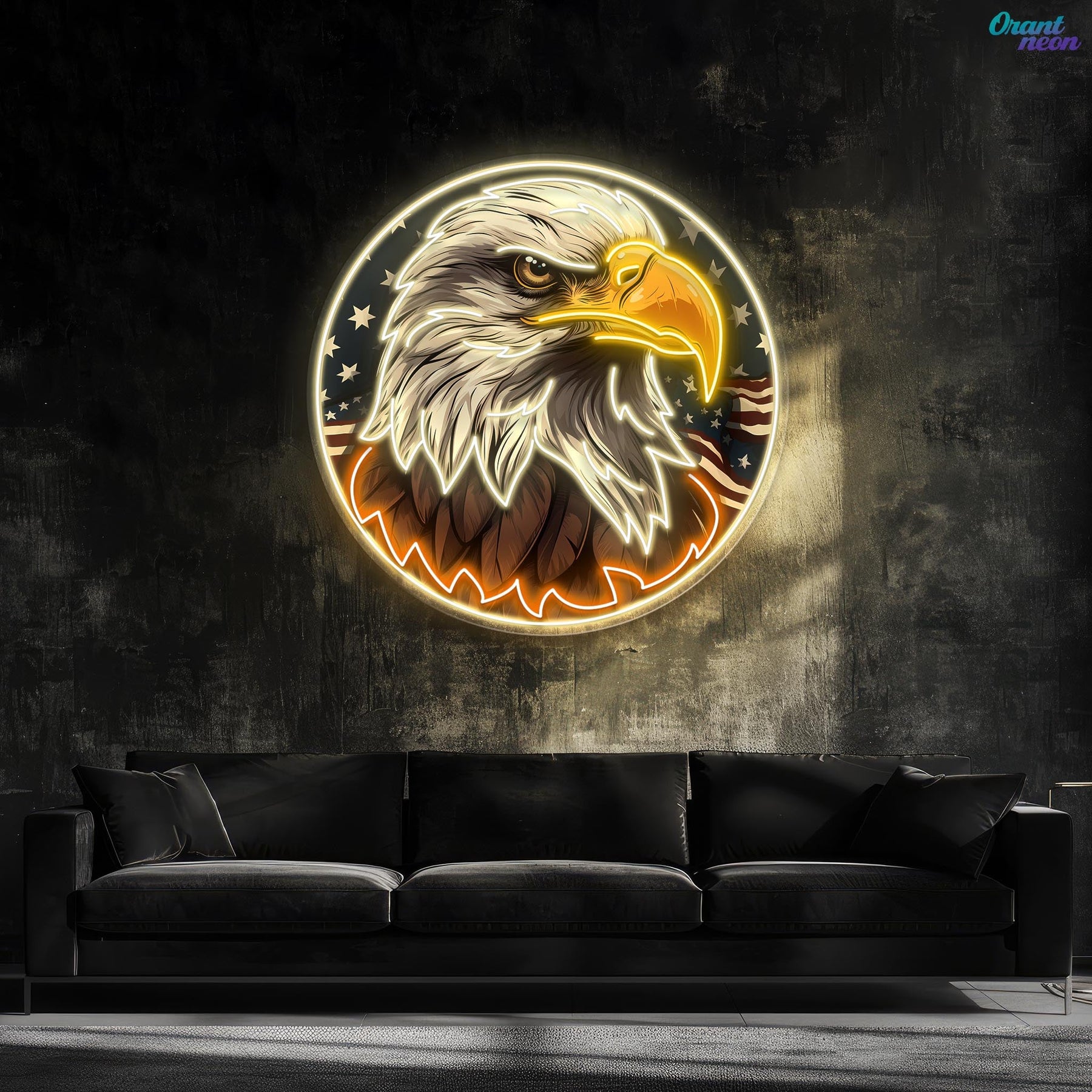 America Eagle Head Flag Neon Sign