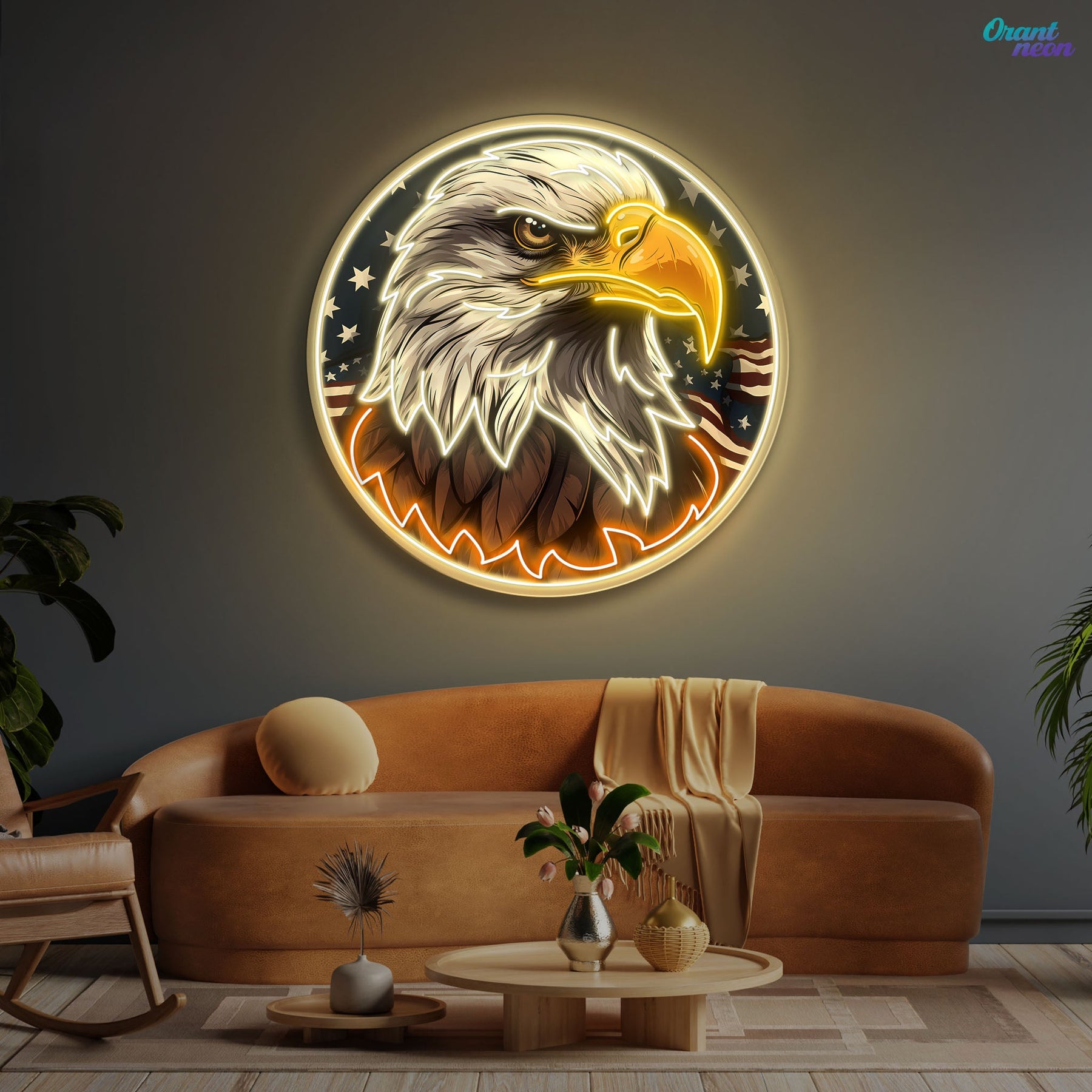 America Eagle Head Flag Neon Sign
