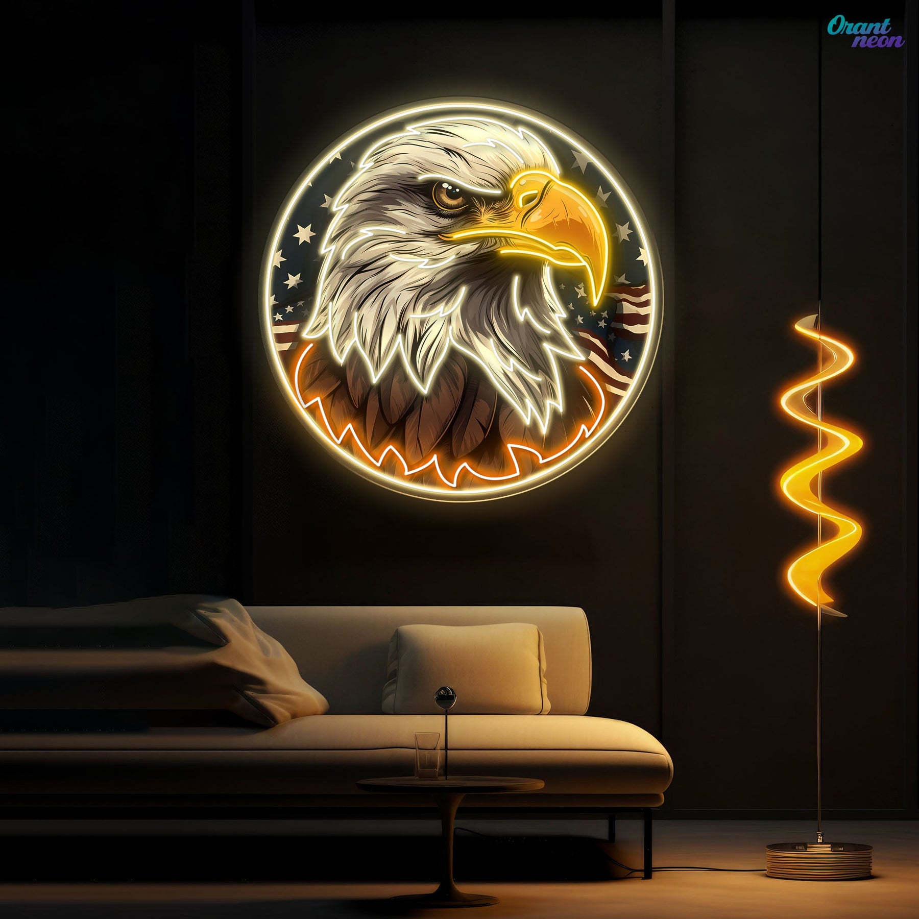America Eagle Head Flag Neon Sign