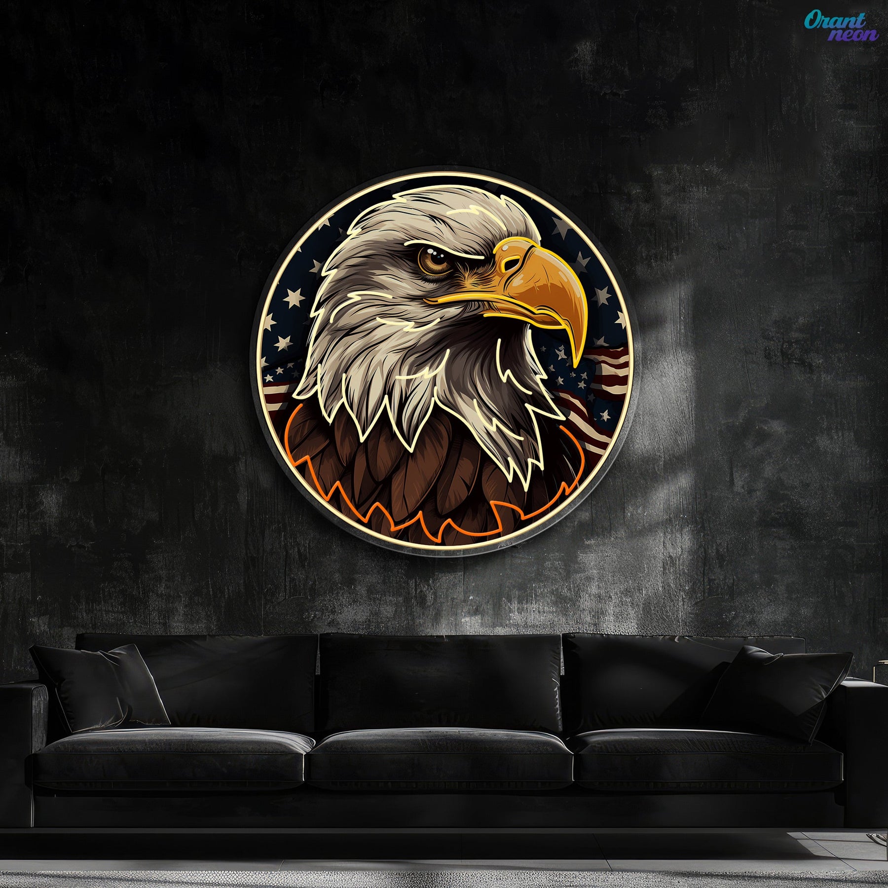 America Eagle Head Flag Neon Sign