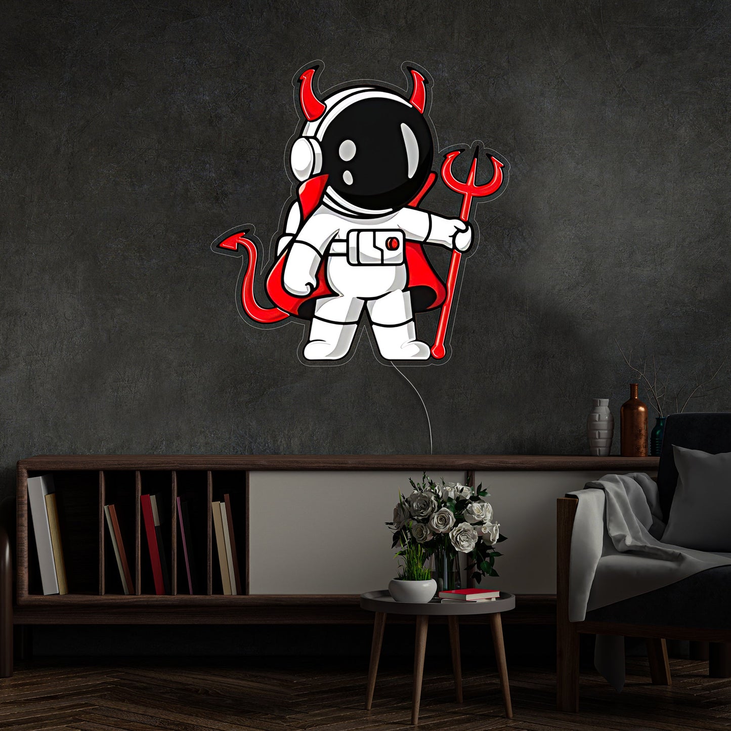Astronaut Devil Led Neon Acrylic Artwork