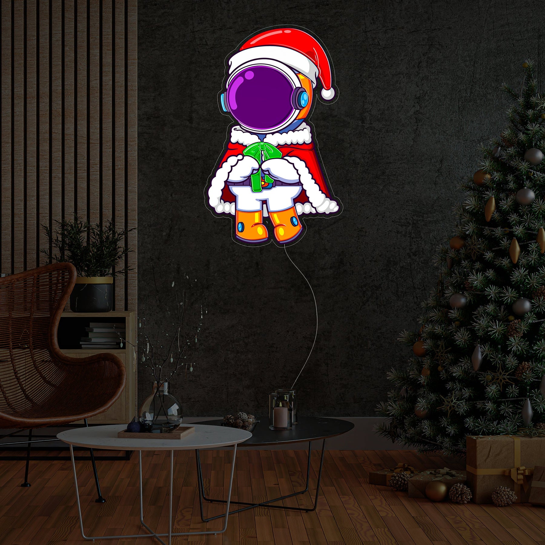 Astronaut Santa Christmas 1 Led Neon Acrylic Artwork