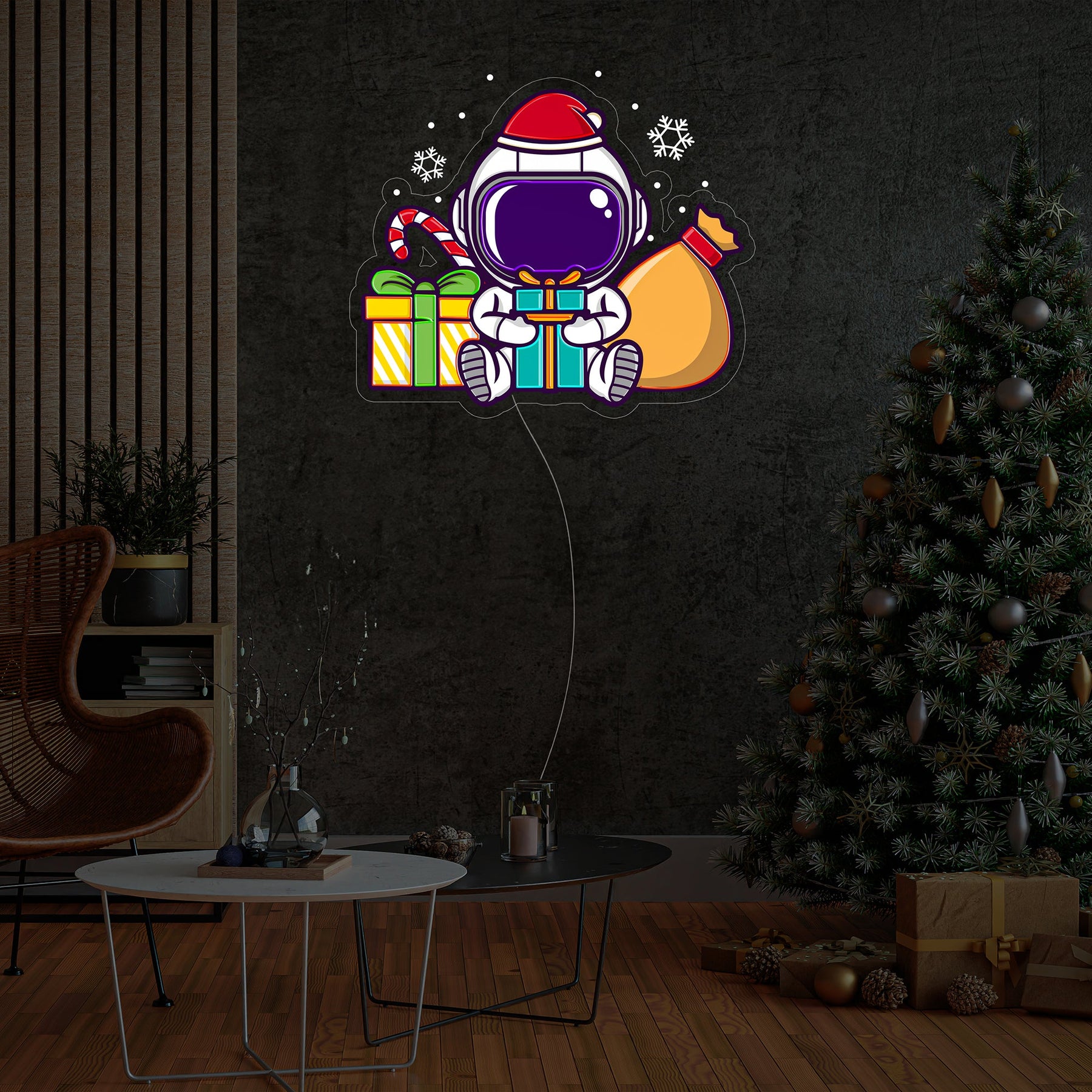 Astronaut Christmas 3 Led Neon Acrylic Artwork