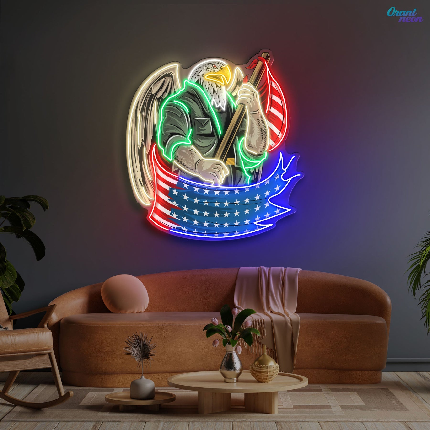 Eagle America Usa Army Soldier Artwork Neon Sign