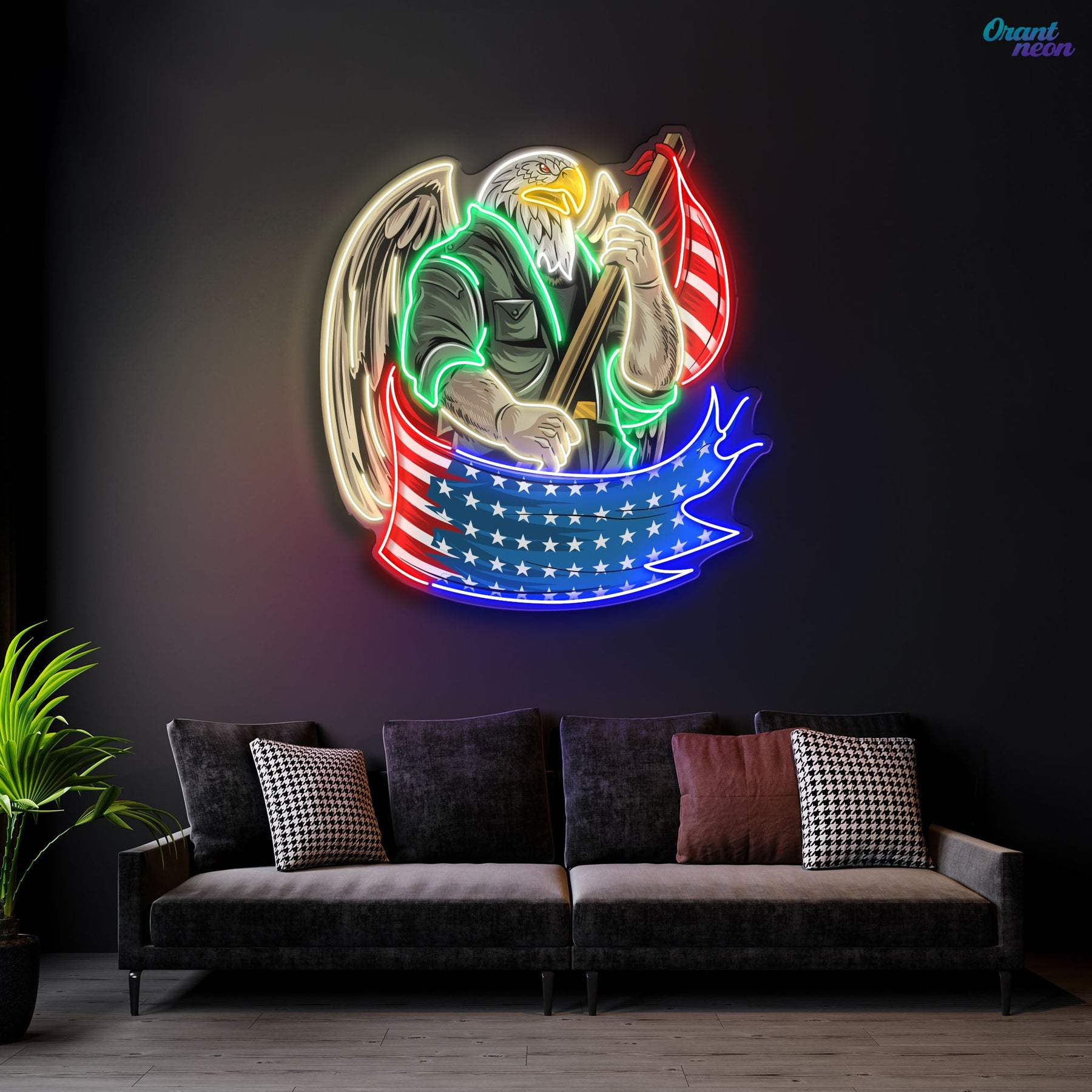 Eagle America Usa Army Soldier Artwork Neon Sign