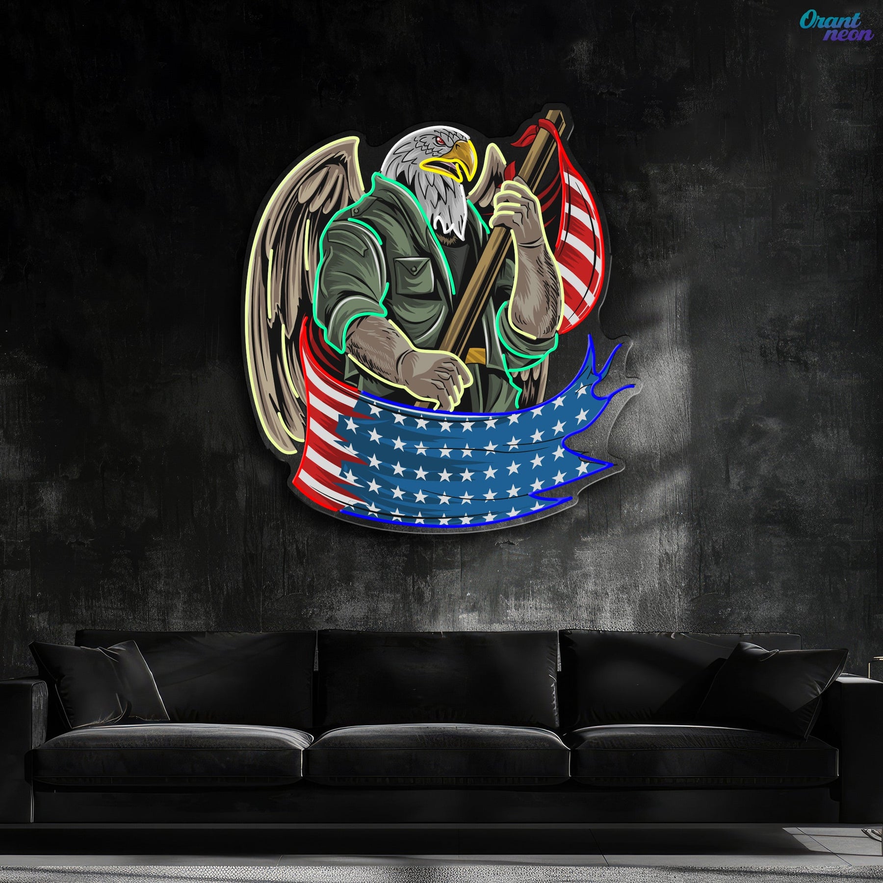 Eagle America Usa Army Soldier Artwork Neon Sign