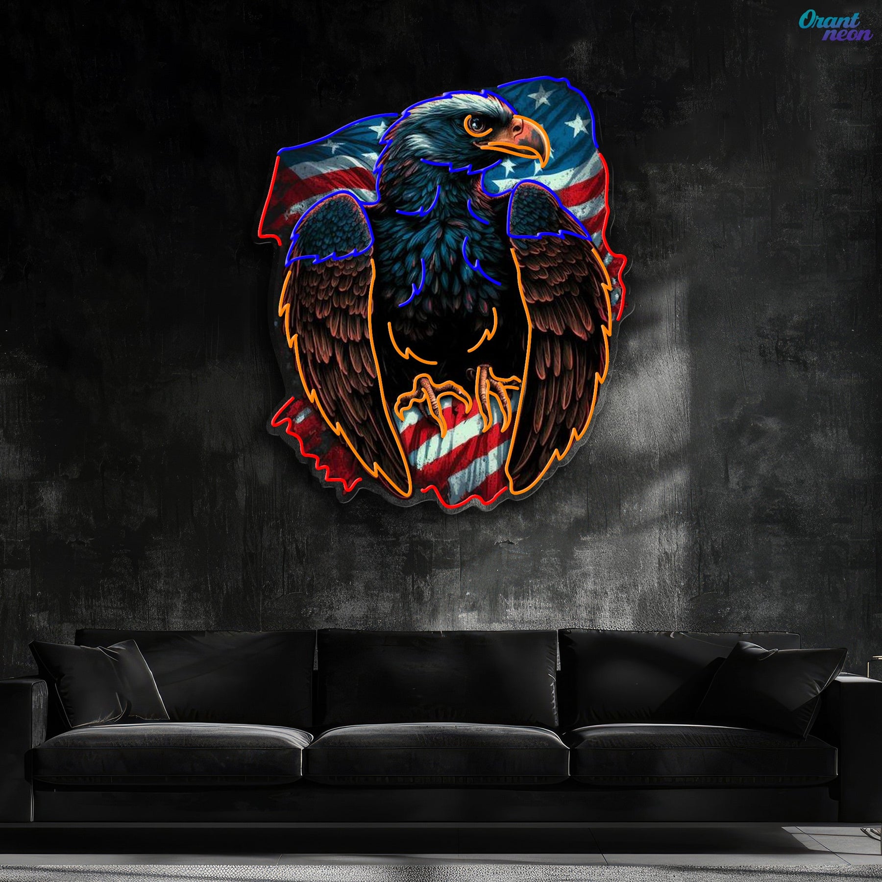 Eagle design with american flag Neon Sign Light Artwork