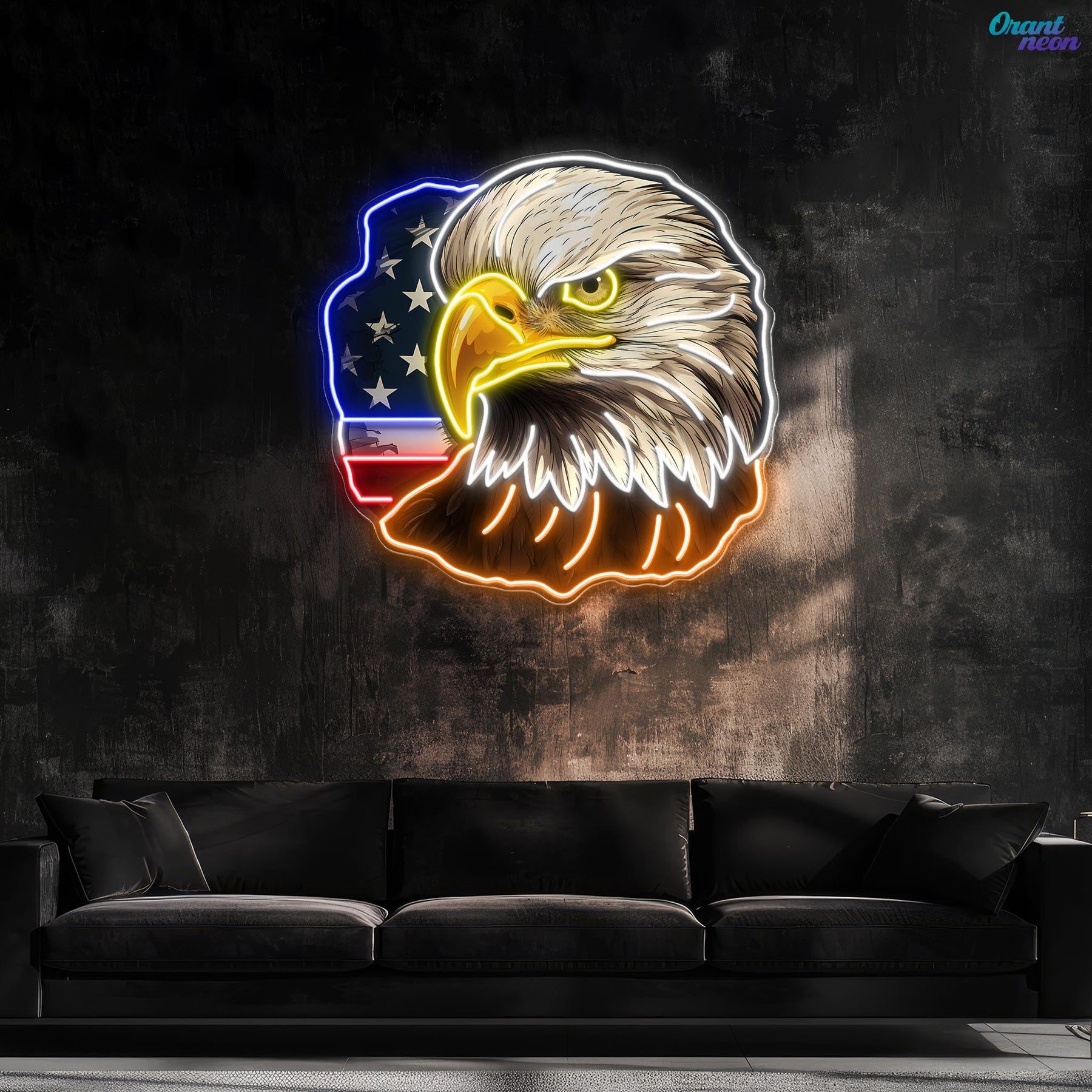 Flag Bald America Eagle Neon Sign Light Artwork
