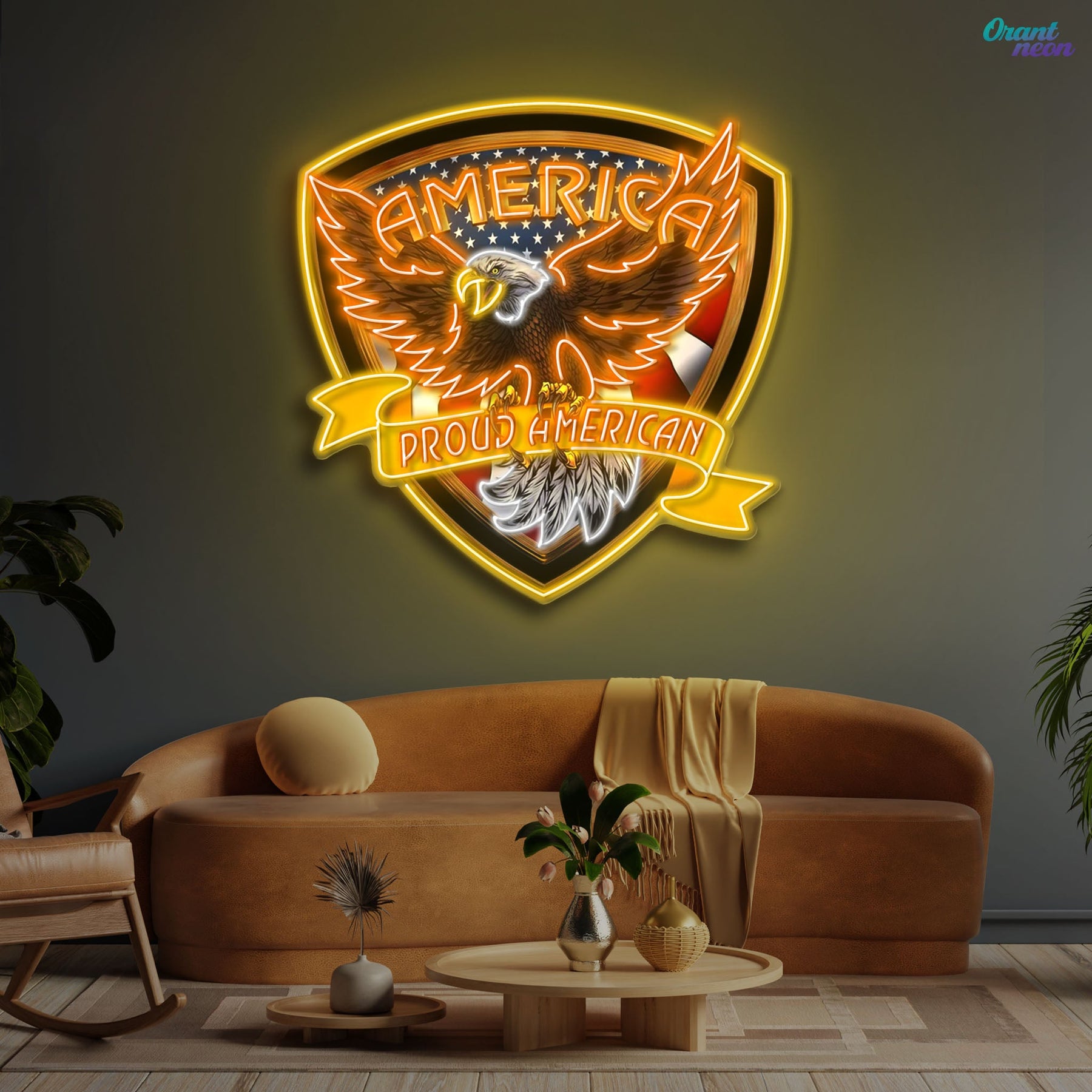 Military Proud American Eagle Neon Sign Light Artwork